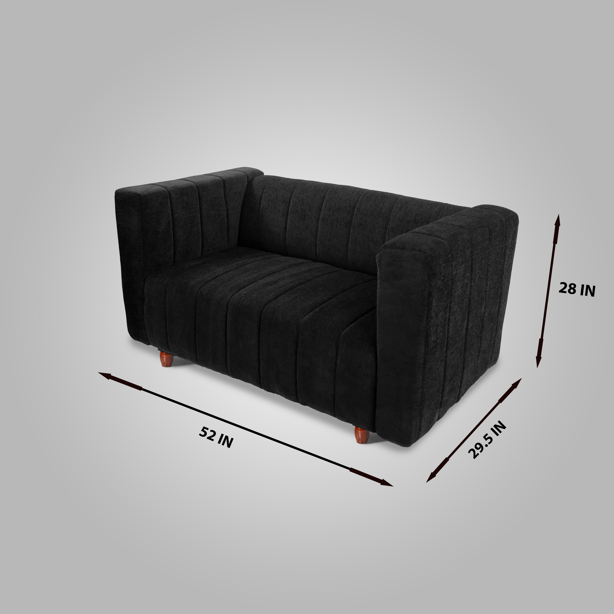 Tokyo 2 Seater Sofa- ( Premium Molfino Fabric- Black )