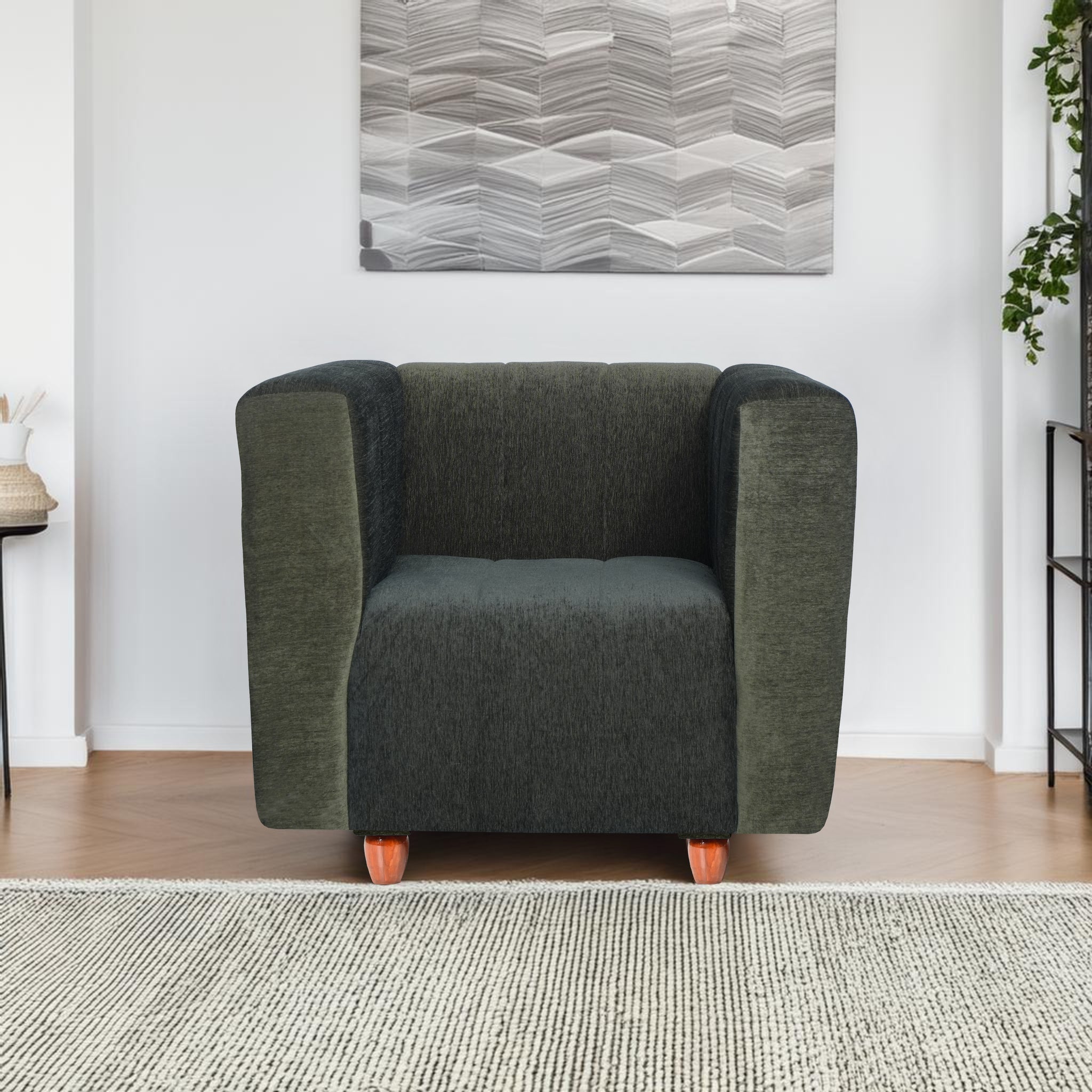 Tokyo 1 Seater Sofa- ( Premium Molfino Fabric- Green )