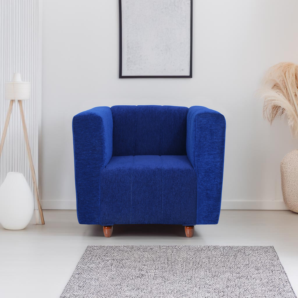 Tokyo 1 Seater Sofa- ( Premium Molfino Fabric- Blue )