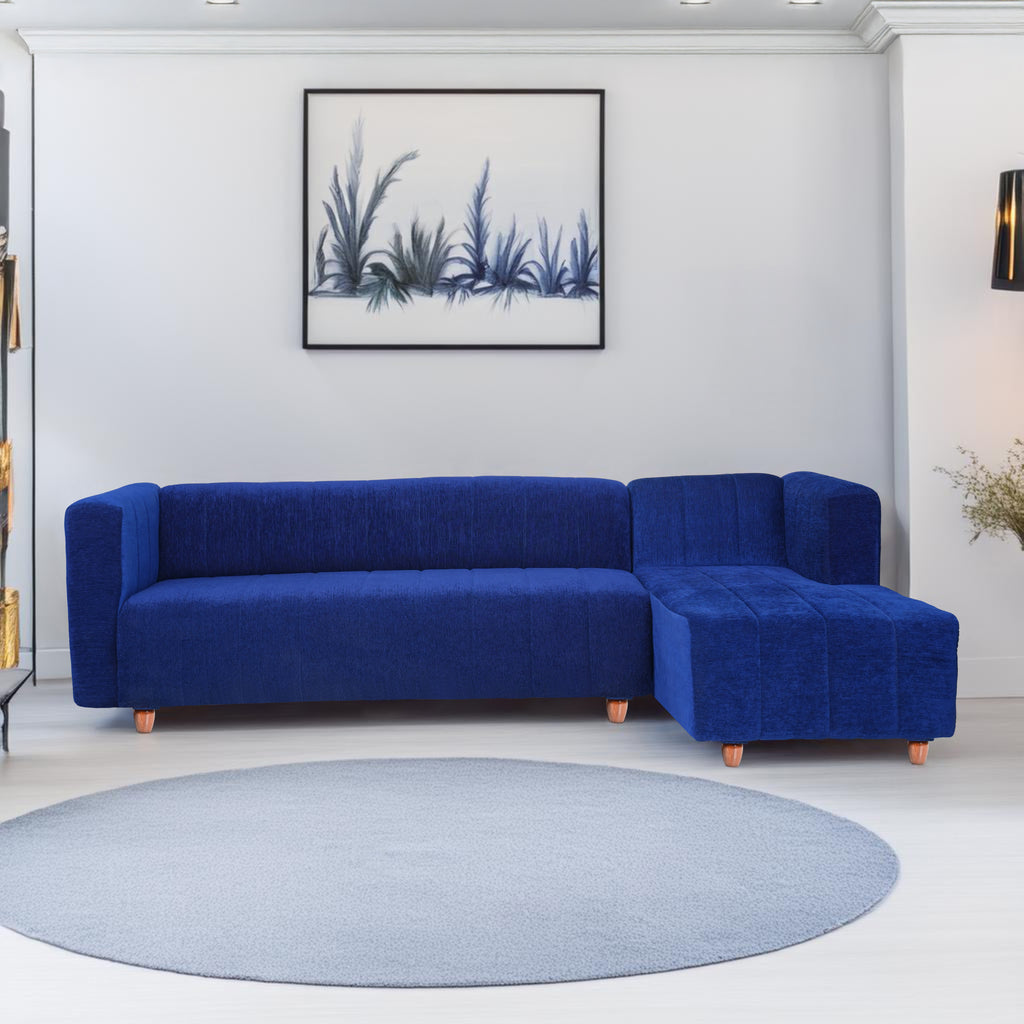 Tokyo 6 Seater Sofa Right Corner- ( Premium Molfino Fabric- Blue )