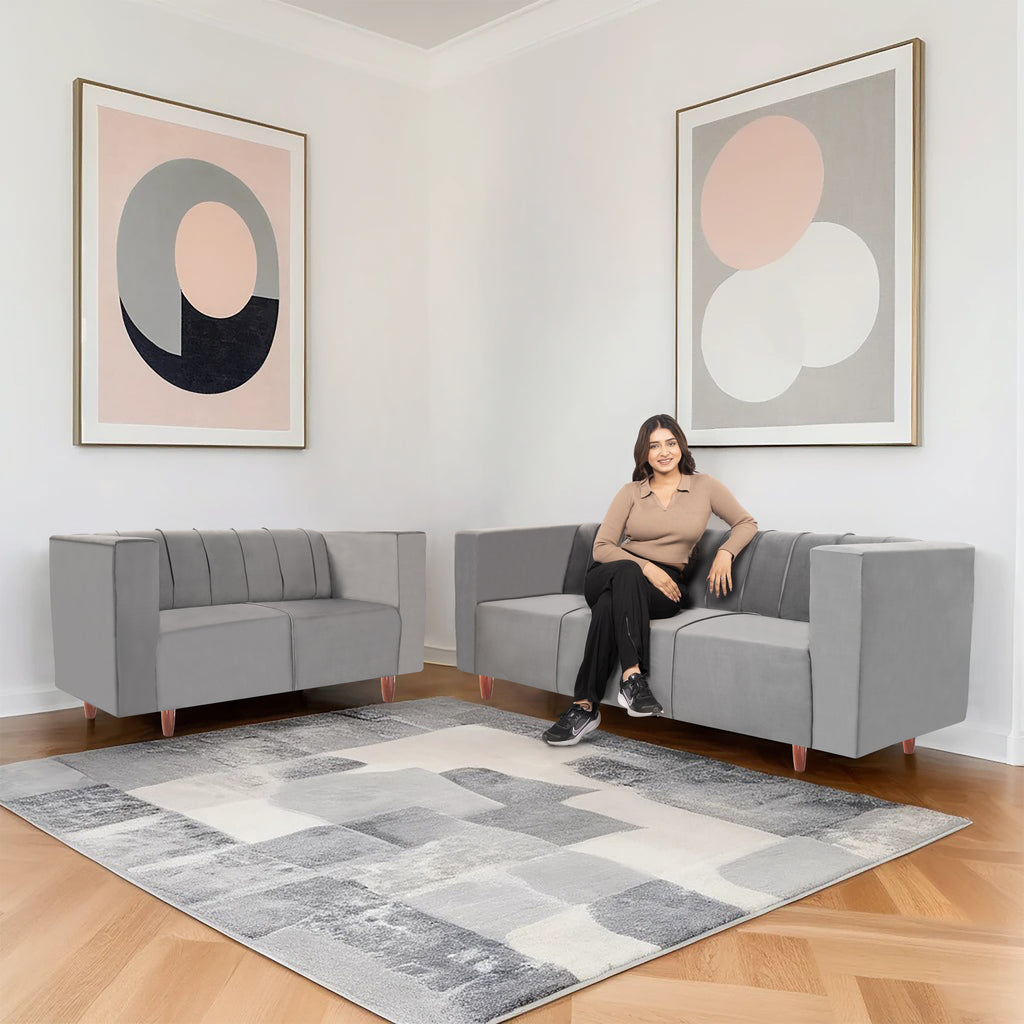 Sydney (3+2) Seater Sofa- ( Premium Holland Fabric- Grey)