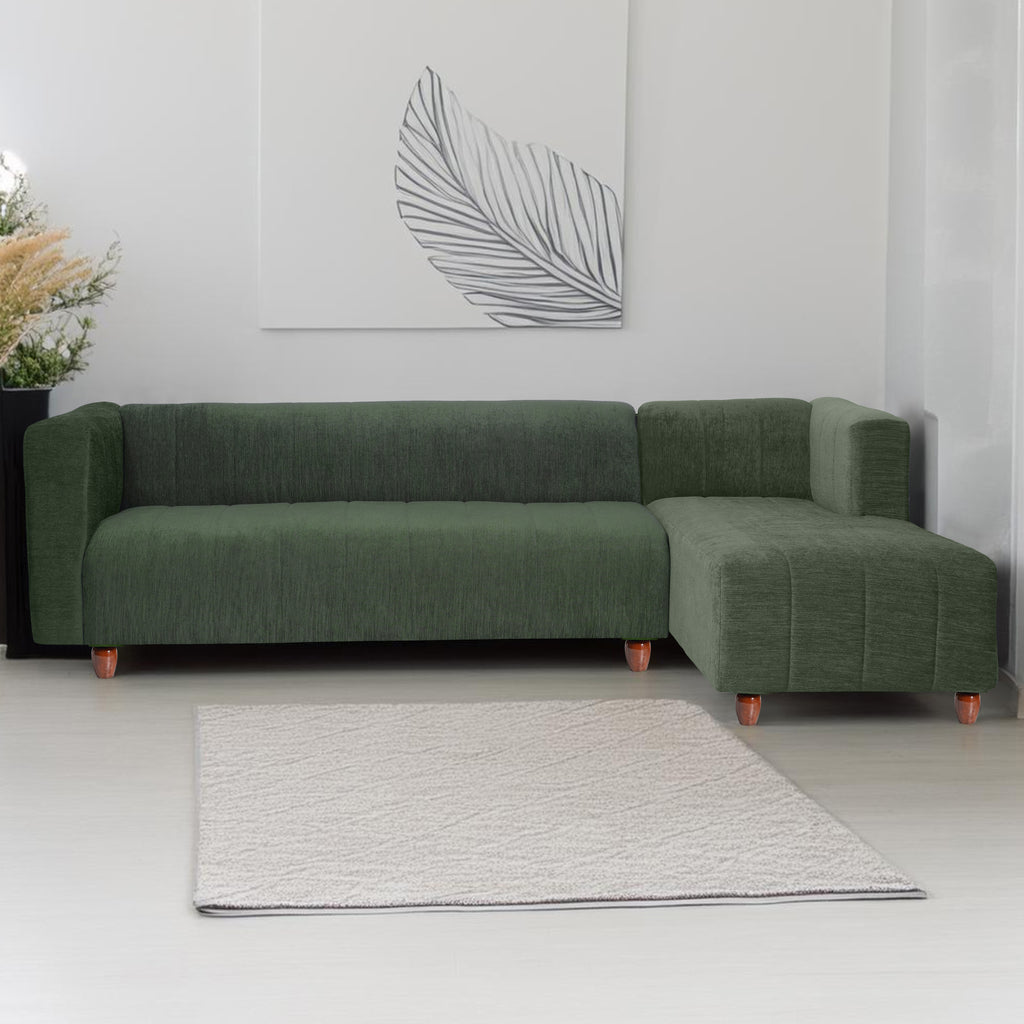 Tokyo 6 Seater Sofa Right Corner- ( Premium Molfino Fabric- Green )