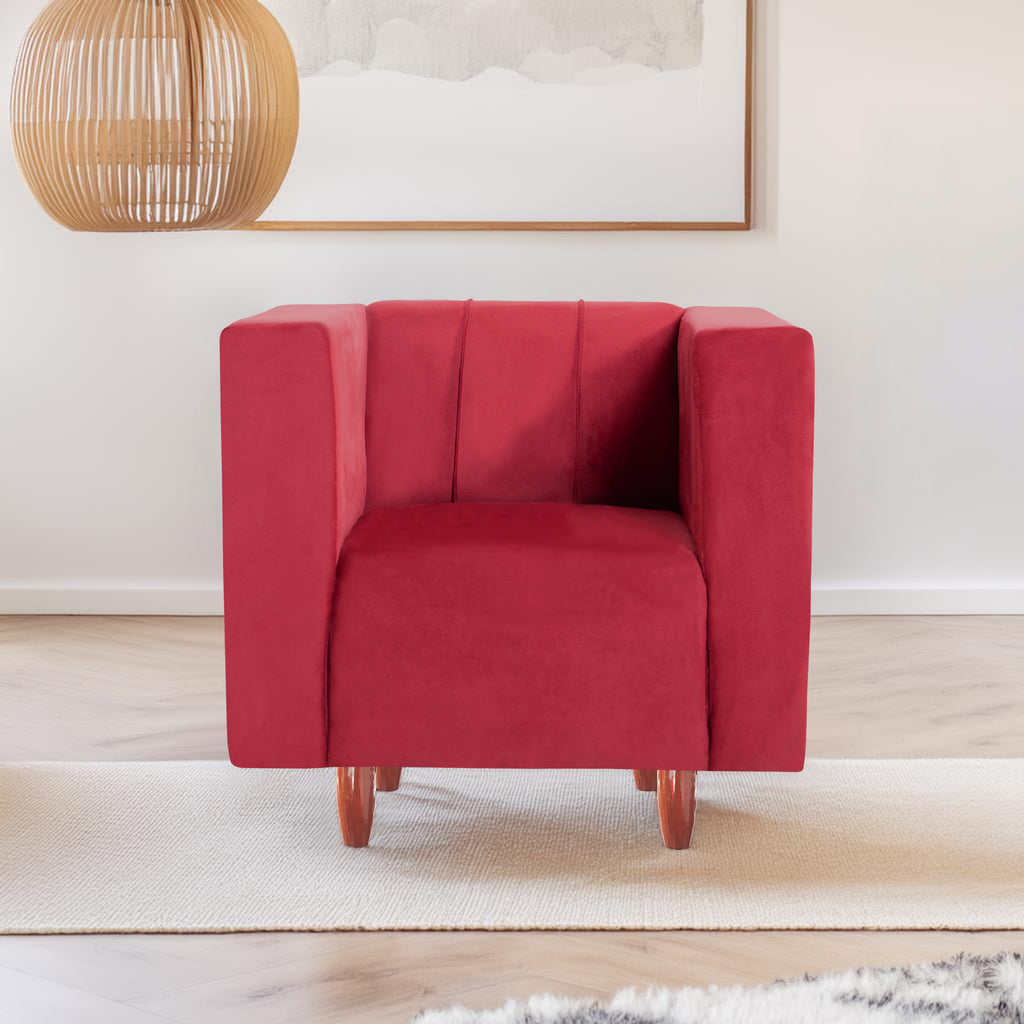 Sydney 1 Seater Sofa- ( Premium Holland Fabric- Maroon )