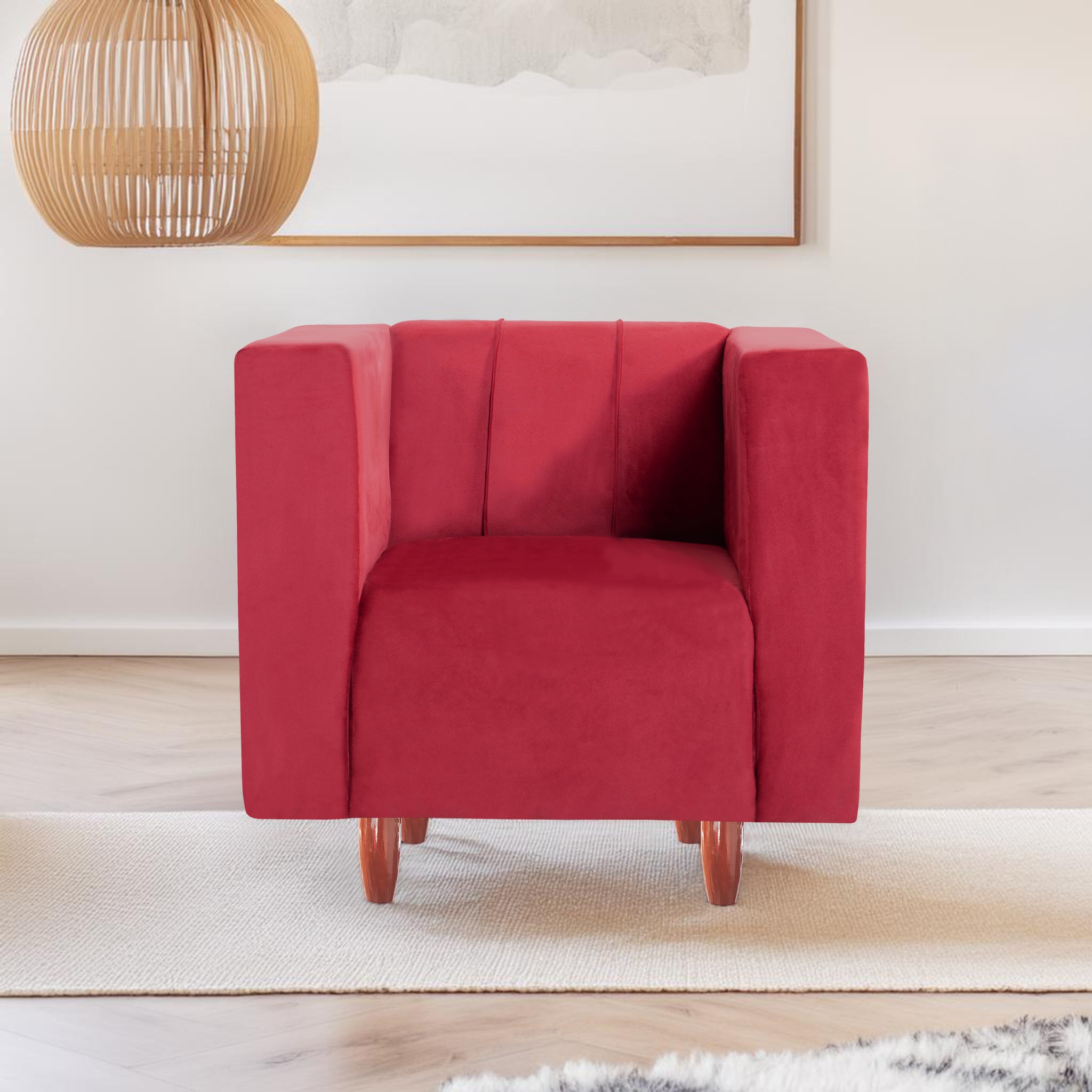 Sydney 1 Seater Sofa- ( Premium Holland Fabric- Maroon )