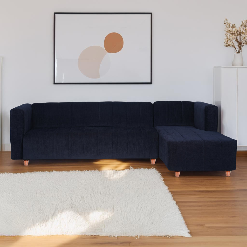 Tokyo 6 Seater Sofa Right Corner- ( Premium Molfino Fabric- Black )