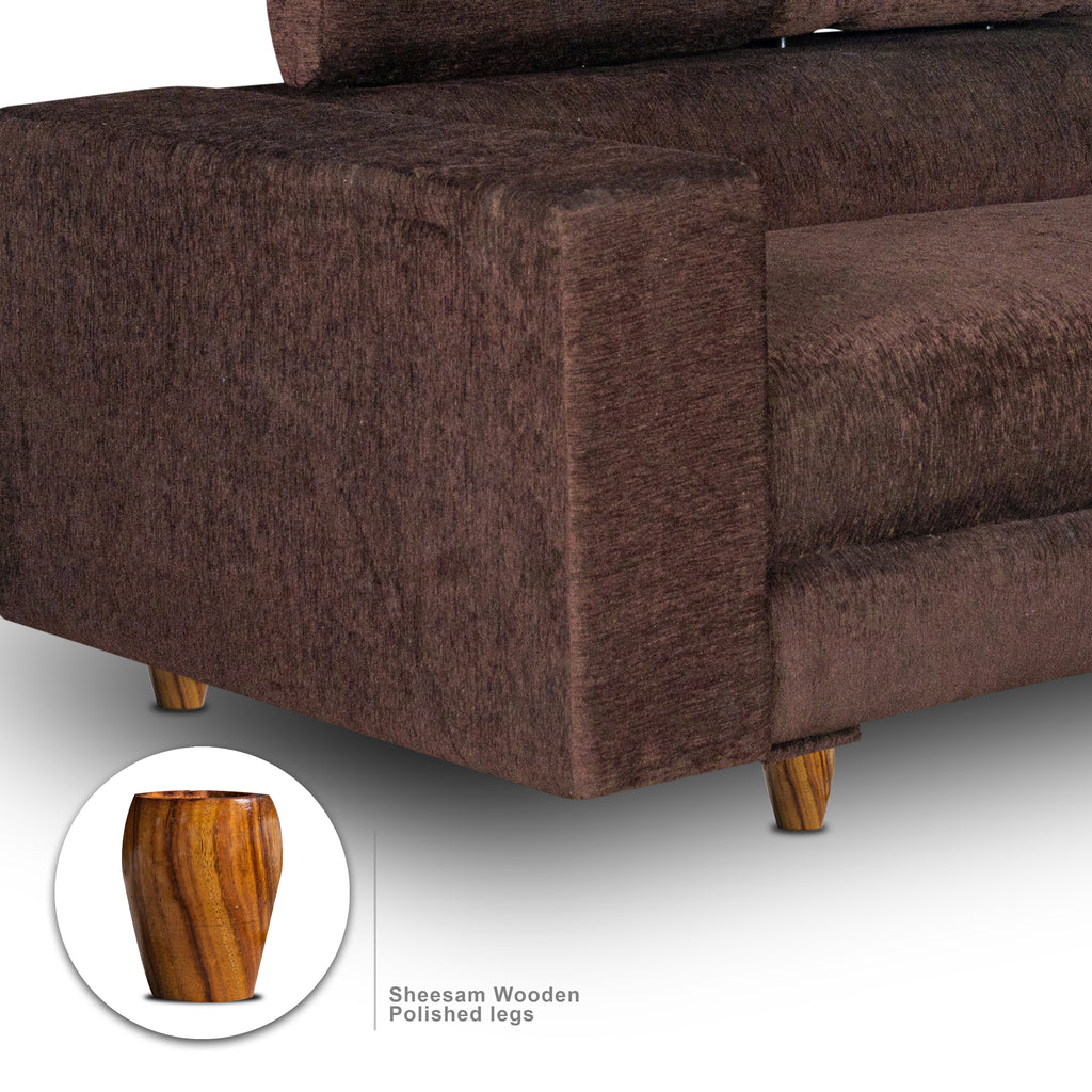 Berlin 2 Seater Sofa- ( Premium Molfino Fabric- Brown )