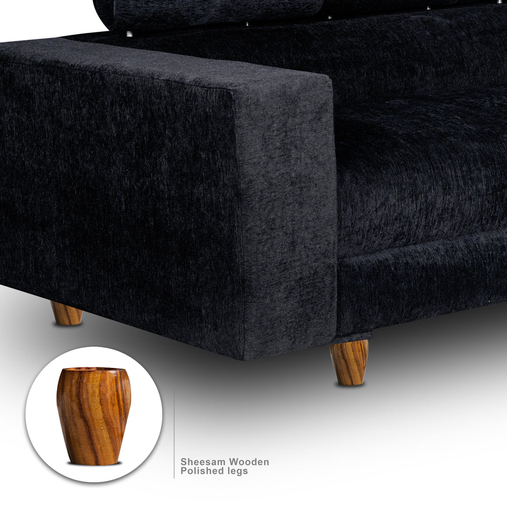 Berlin 2 Seater Sofa- ( Premium Molfino Fabric- Black )