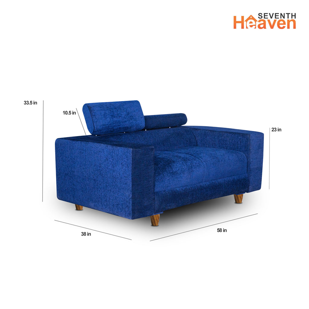 Berlin 2 Seater Sofa- ( Premium Molfino Fabric- Blue )