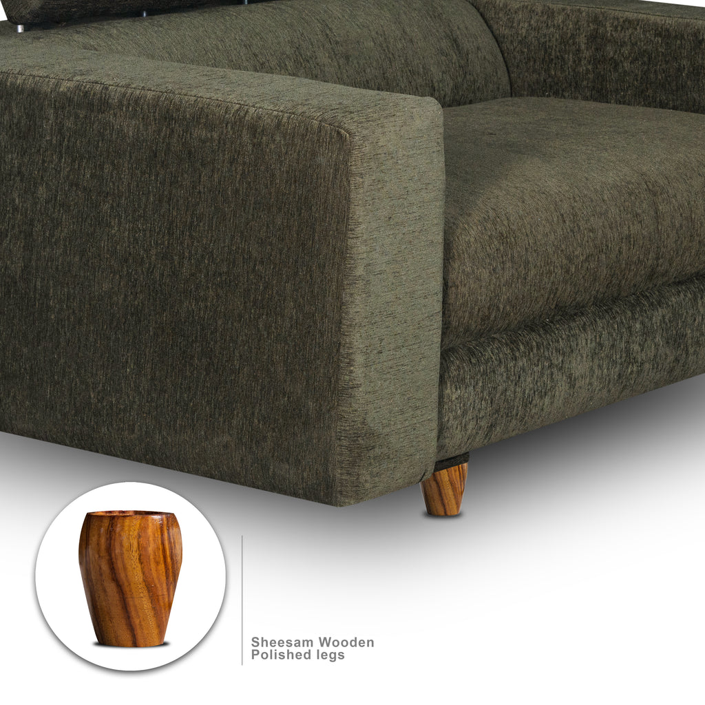 Berlin 2 Seater Sofa- ( Premium Molfino Fabric- Green )