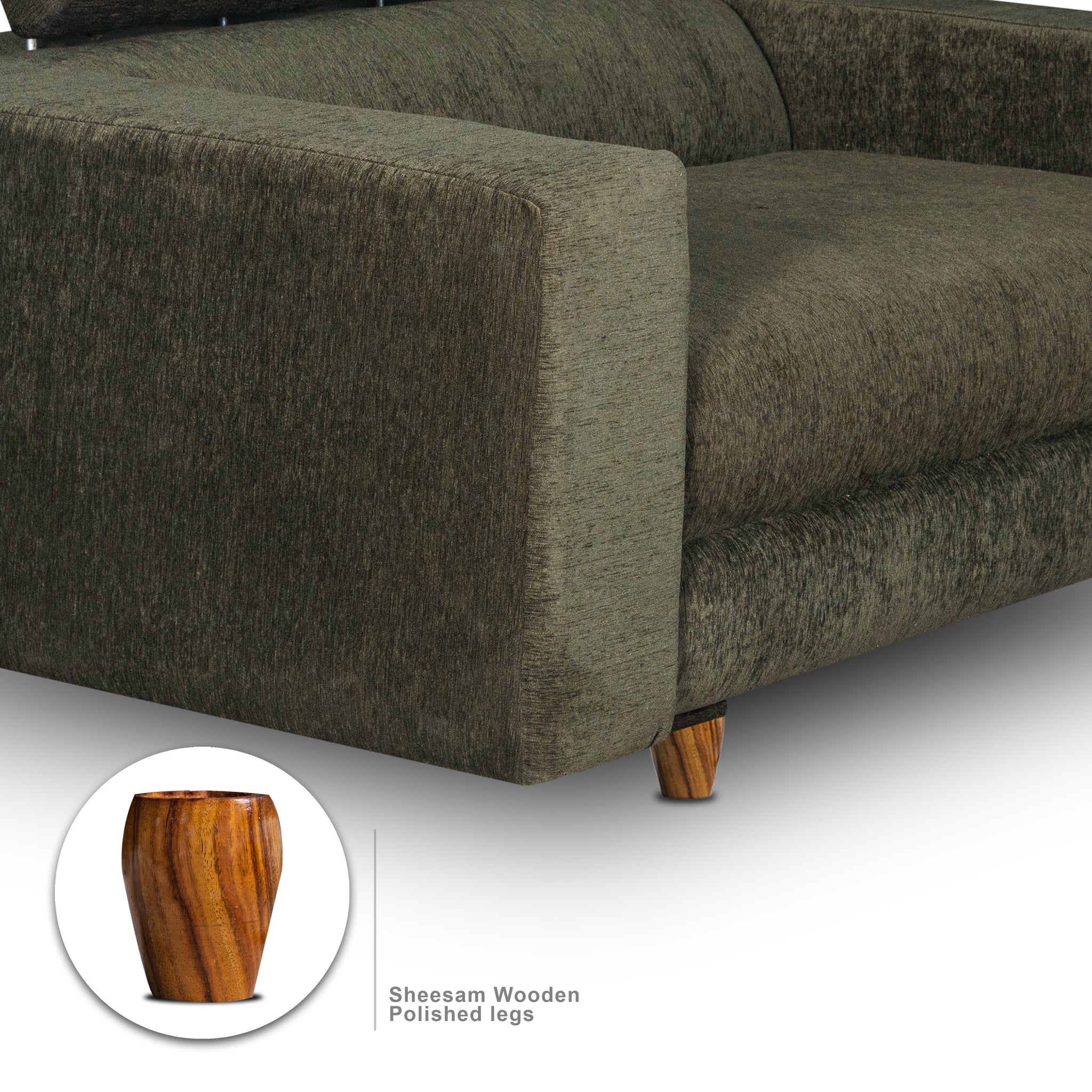 Berlin 2 Seater Sofa- ( Premium Molfino Fabric- Green )