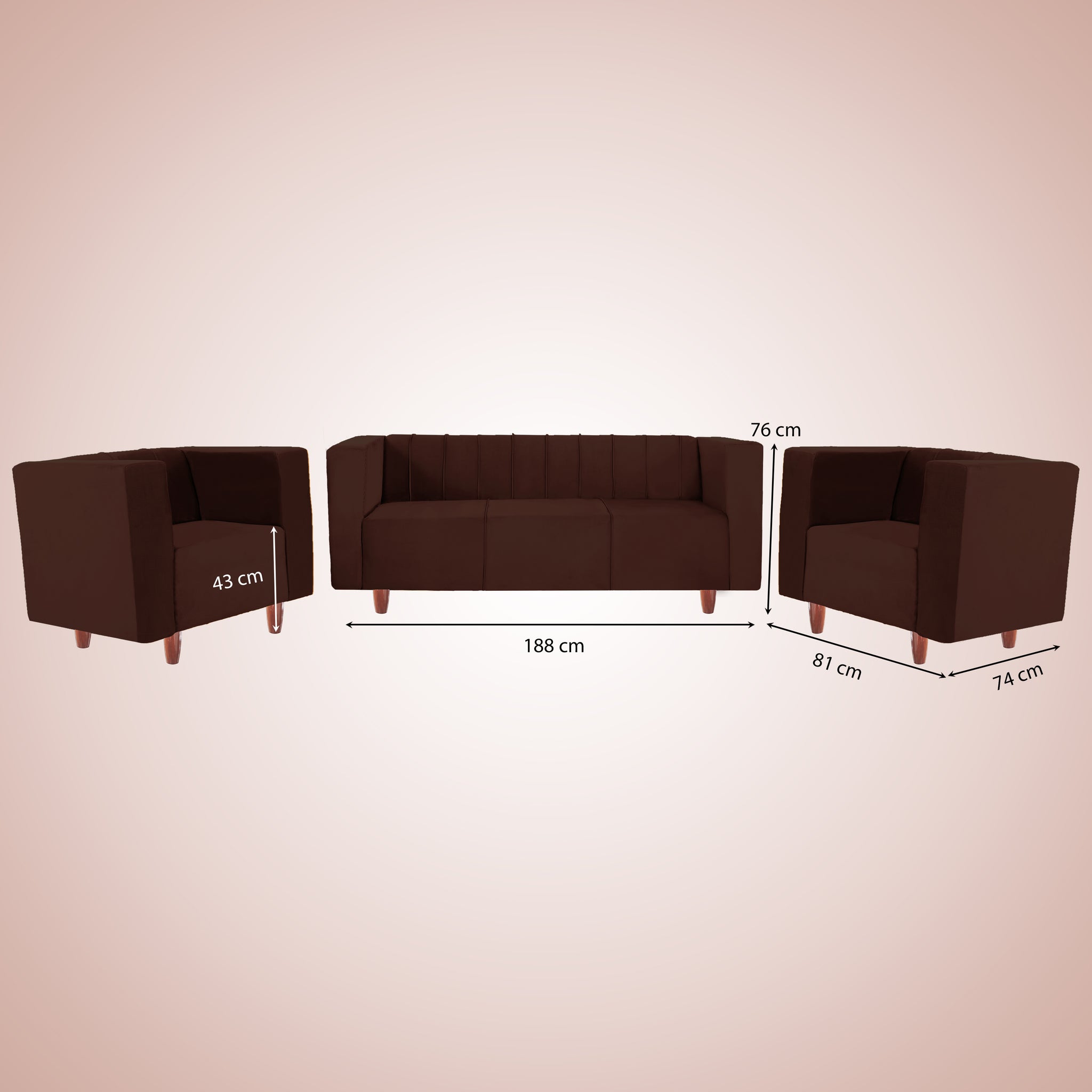 Sydney 5 Seater Sofa- (3+1+1) ( Premium Holland Fabric - Brown)