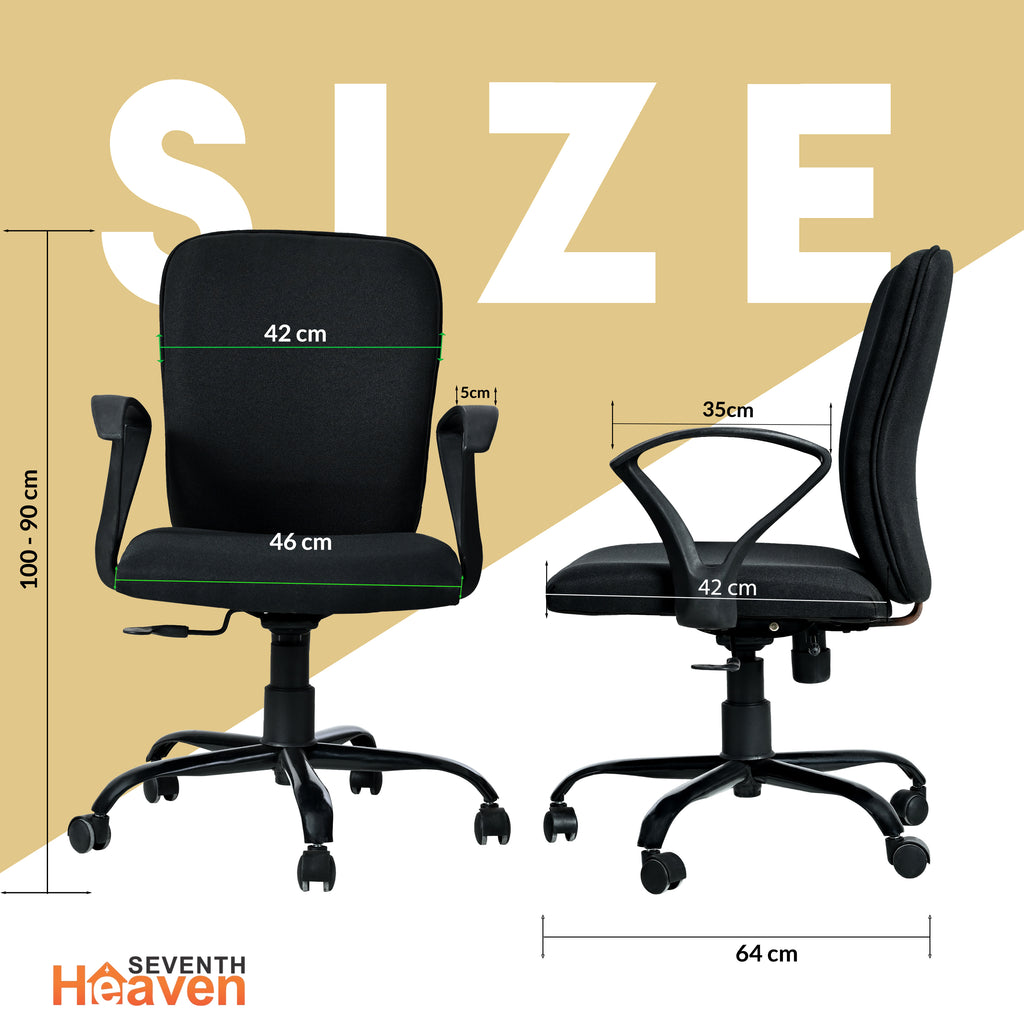 Titan Mid-Back Office Chair – Ergonomic Design with Dual Foam Support  (Black)