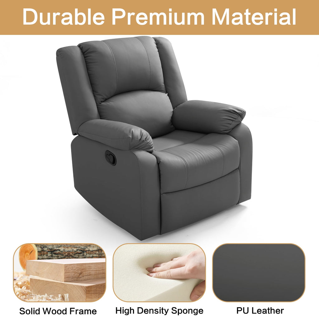 Phoenix 1 Seater Recliner – ( Spacious, Luxurious & DIY-Friendly- Grey )