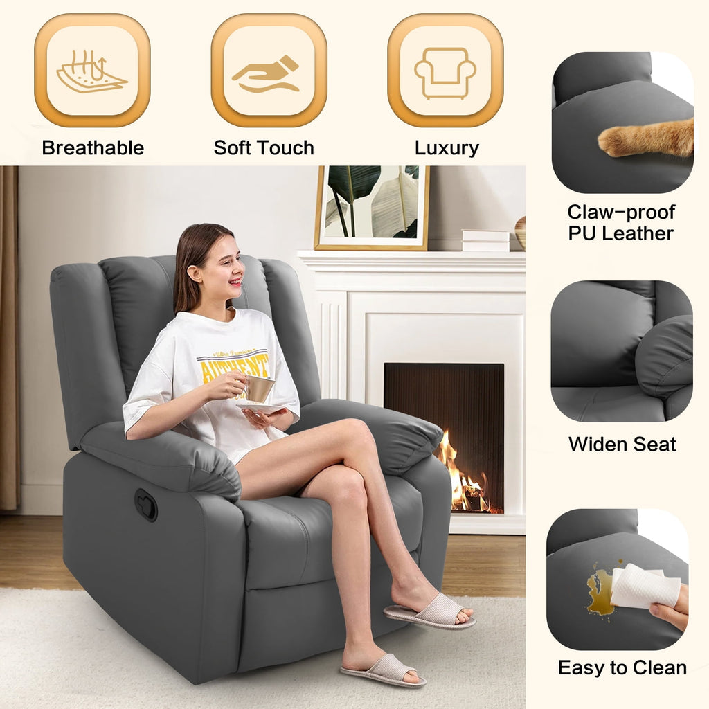 Phoenix 1 Seater Recliner – ( Spacious, Luxurious & DIY-Friendly- Grey )