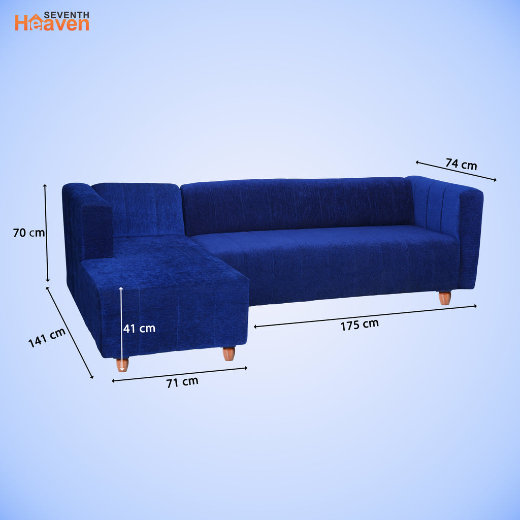 Tokyo 6 Seater Sofa Left Corner- ( Premium Molfino Fabric- Blue )