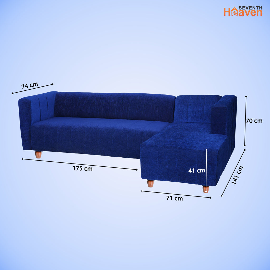 Tokyo 6 Seater Sofa Right Corner- ( Premium Molfino Fabric- Blue )