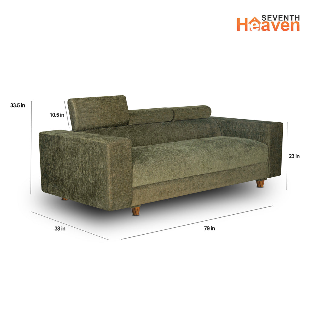 Berlin (3+1+1) Seater Sofa- ( Premium Molfino Fabric-Green )