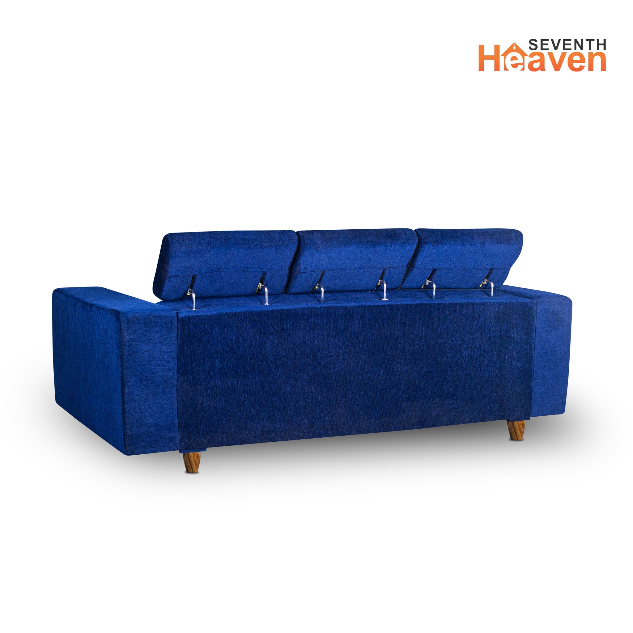 Berlin 5 Seater Sofa Set, Chenille Molfino Fabric (Finish Color - Blue, Style - 3 + 1+ 1)