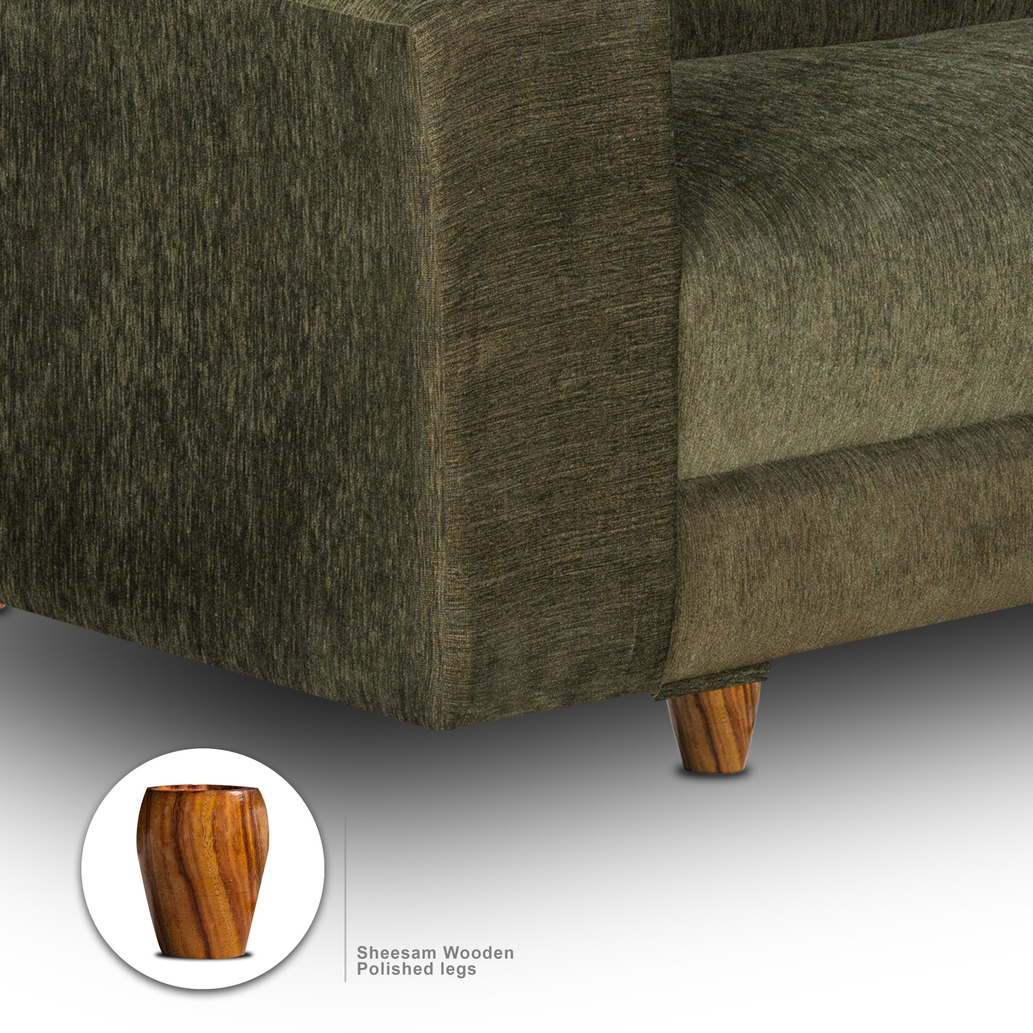 Berlin 5 Seater Sofa Set, Chenille Molfino Fabric (Finish Color -Green, Style - 3 + 1+ 1)