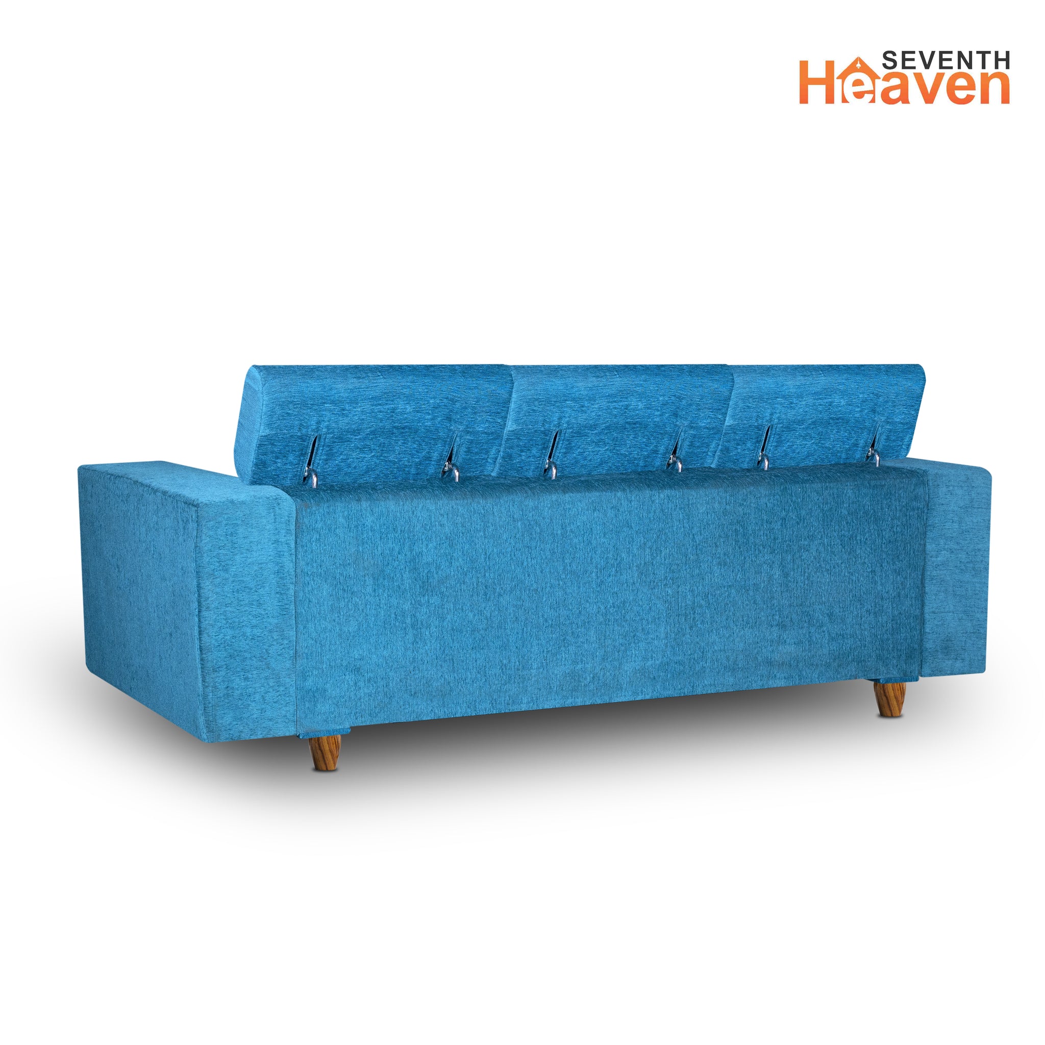 Berlin 5 Seater Sofa Set, Chenille Molfino Fabric (Finish Color -Sky Blue, Style - 3 + 1+ 1)