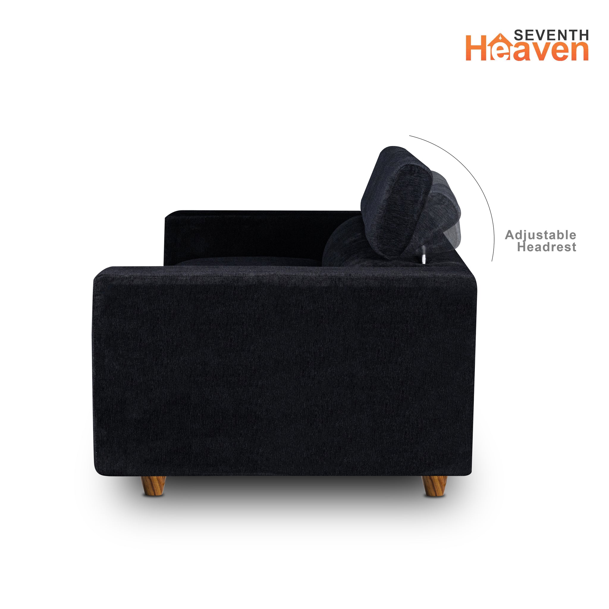 Berlin 5 Seater Sofa Set, Chenille Molfino Fabric (Finish Color - Black, Style - 3 + 2)