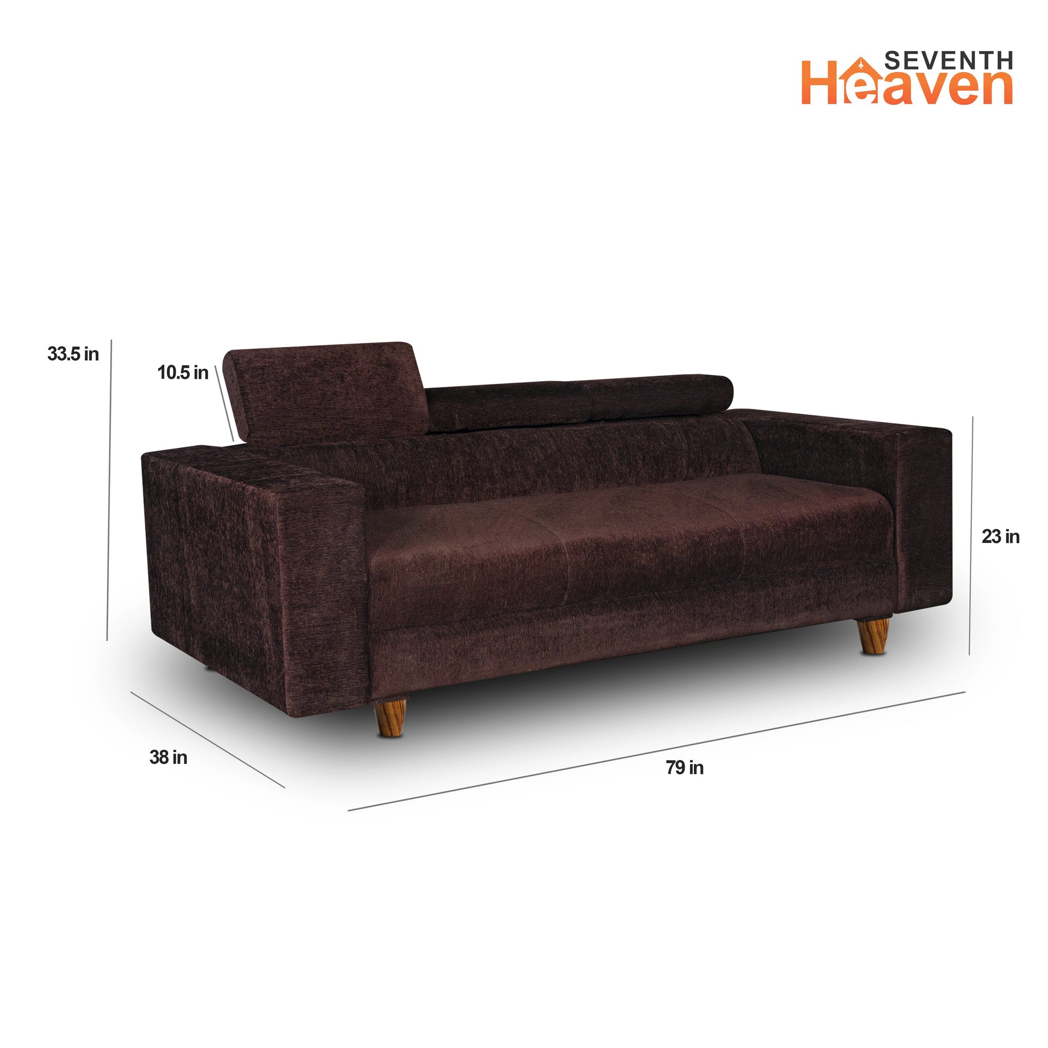 Berlin 5 Seater Sofa Set, Chenille Molfino Fabric (Finish Color - Brown, Style - 3 + 2)