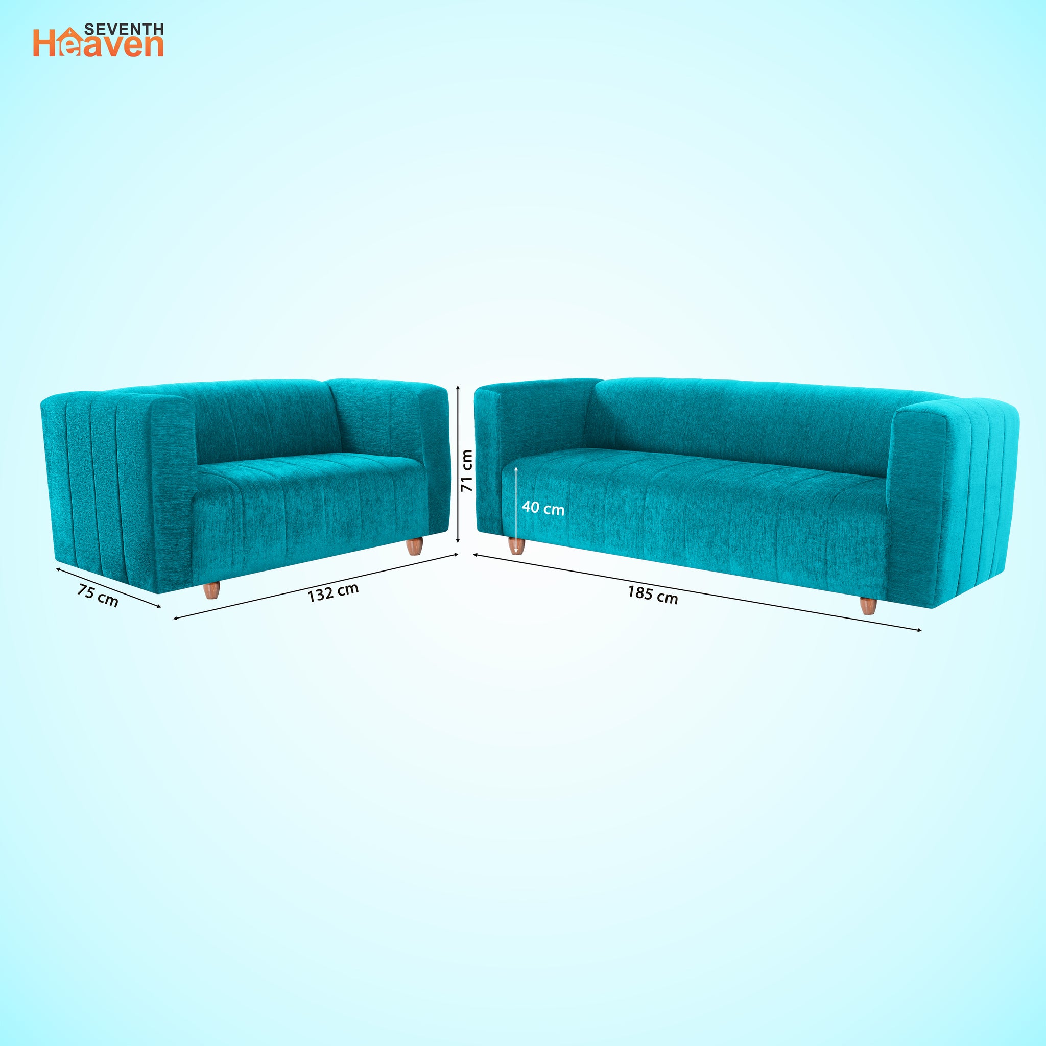 Tokyo 5 Seater Sofa- (3+2) ( Premium Molfino Fabric - Sky Blue)