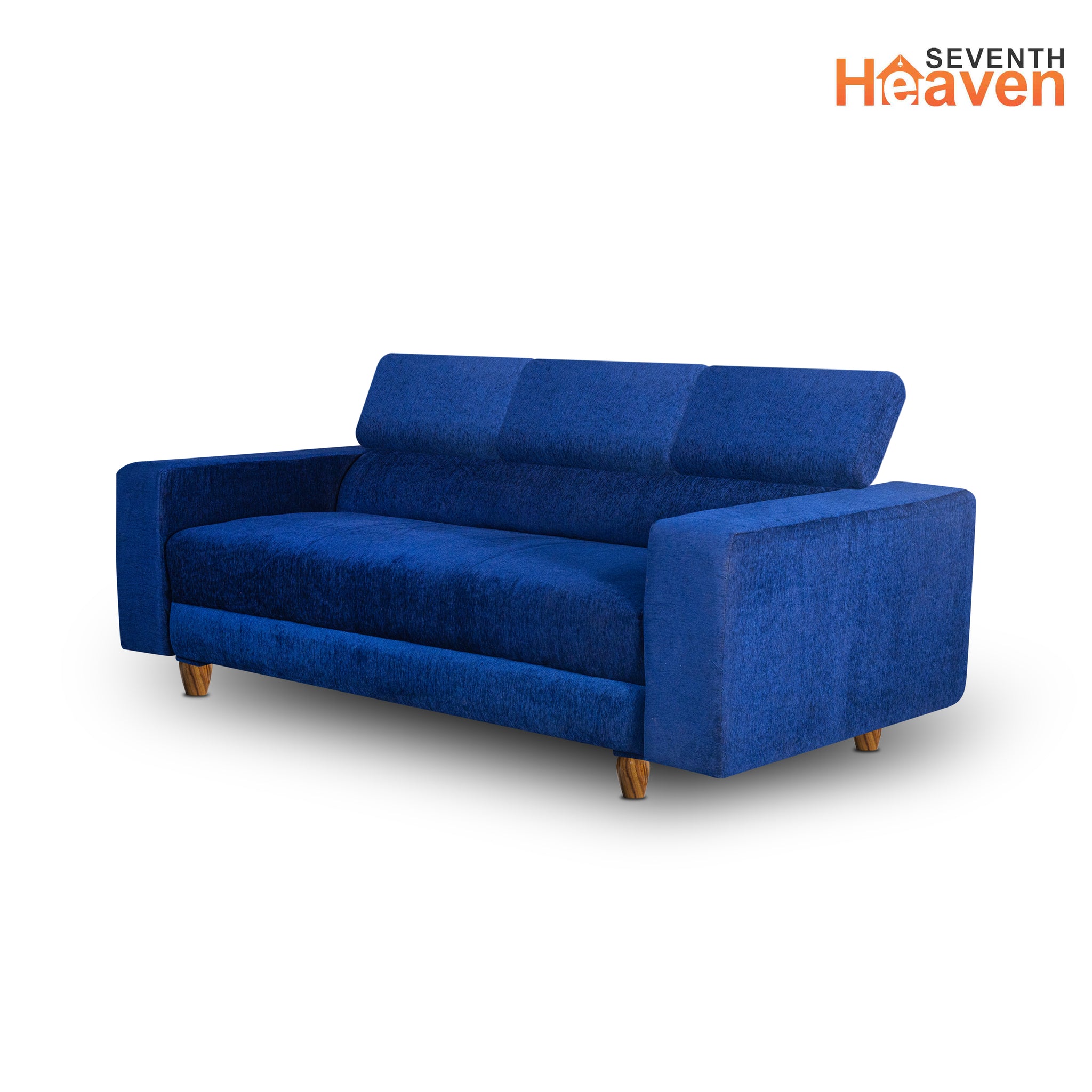 Berlin 5 Seater Sofa Set, Chenille Molfino Fabric (Finish Color -Blue, Style - 3 + 2)