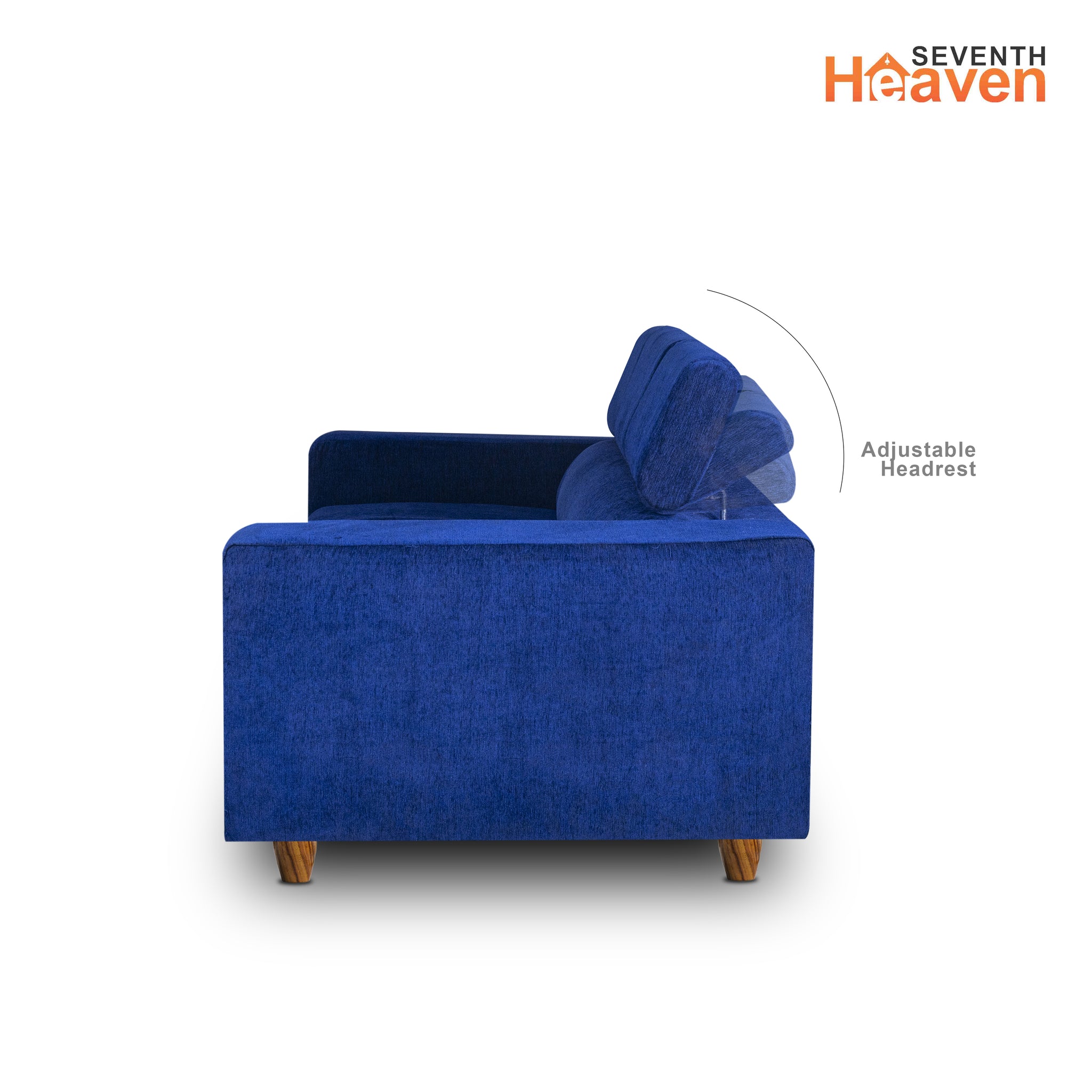 Berlin 5 Seater Sofa Set, Chenille Molfino Fabric (Finish Color - Blue, Style - 3 + 2)