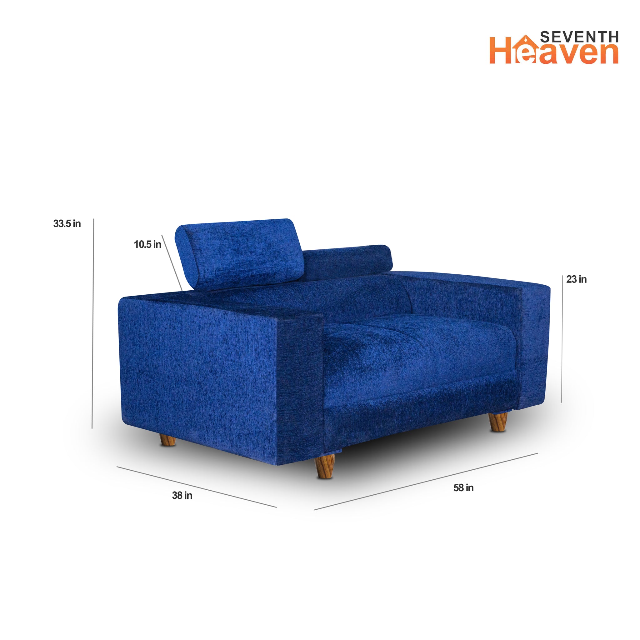Berlin 5 Seater Sofa Set, Chenille Molfino Fabric (Finish Color - Blue, Style - 3 + 2)