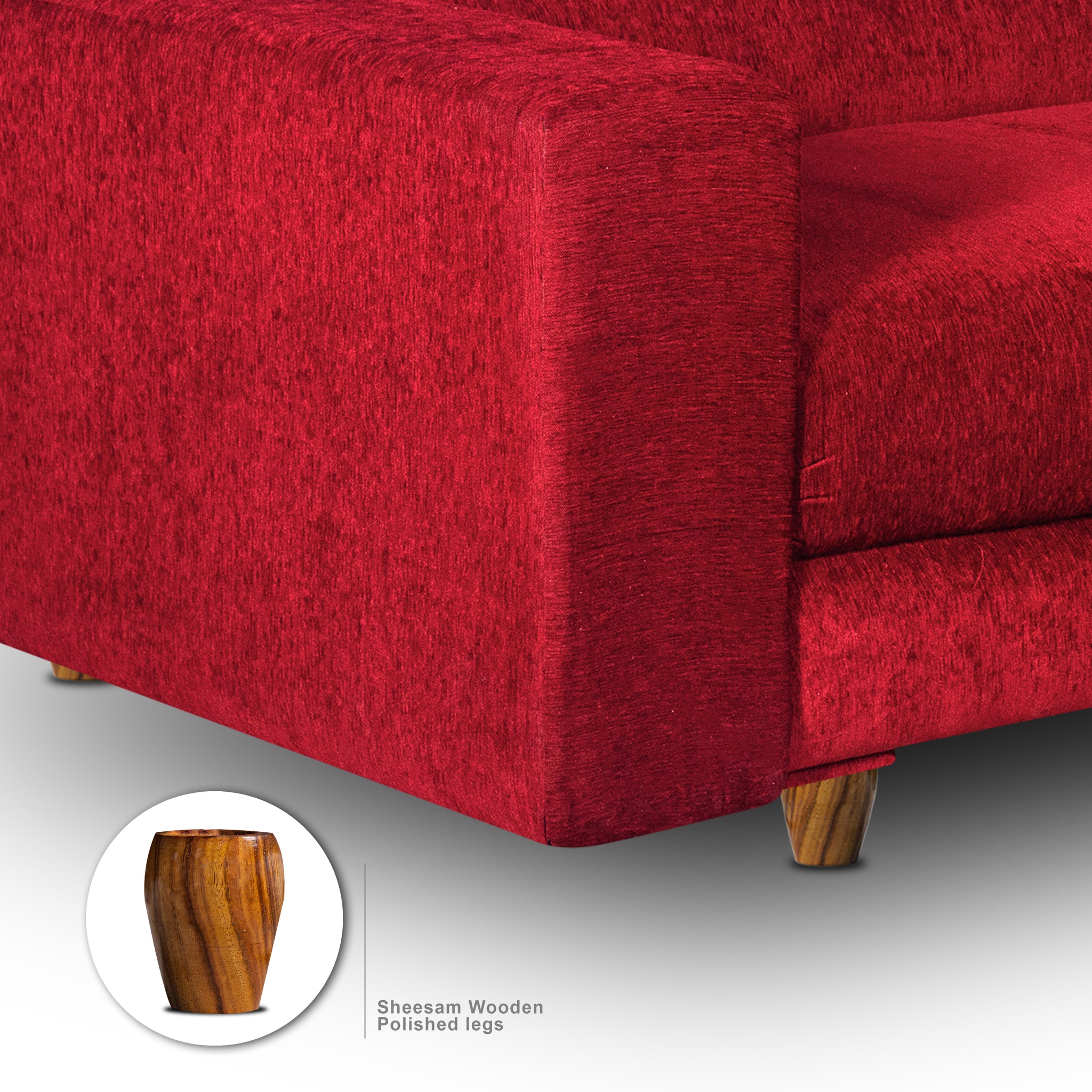 Berlin 5 Seater Sofa Set, Chenille Molfino Fabric (Finish Color - Maroon, Style - 3 + 2)
