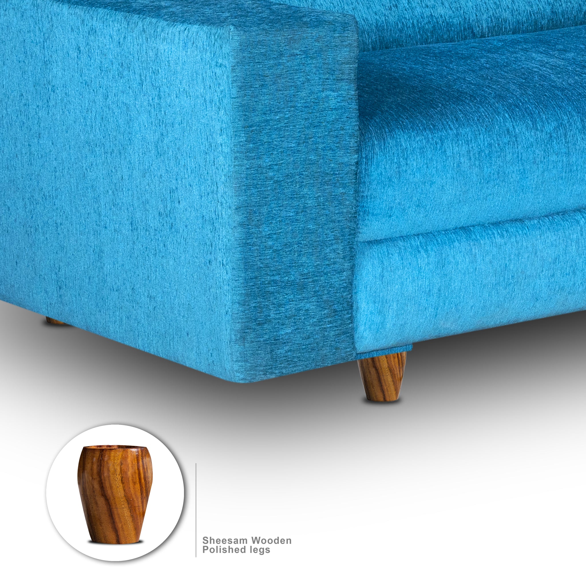 Berlin 5 Seater Sofa Set, Chenille Molfino Fabric (Finish Color -Skyblue, Style - 3 +2)