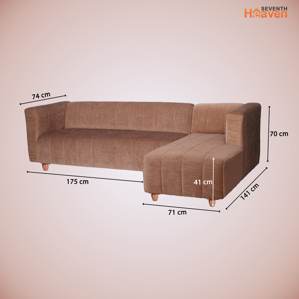 Tokyo 6 Seater Sofa Right Corner- ( Premium Molfino Fabric- Beige )