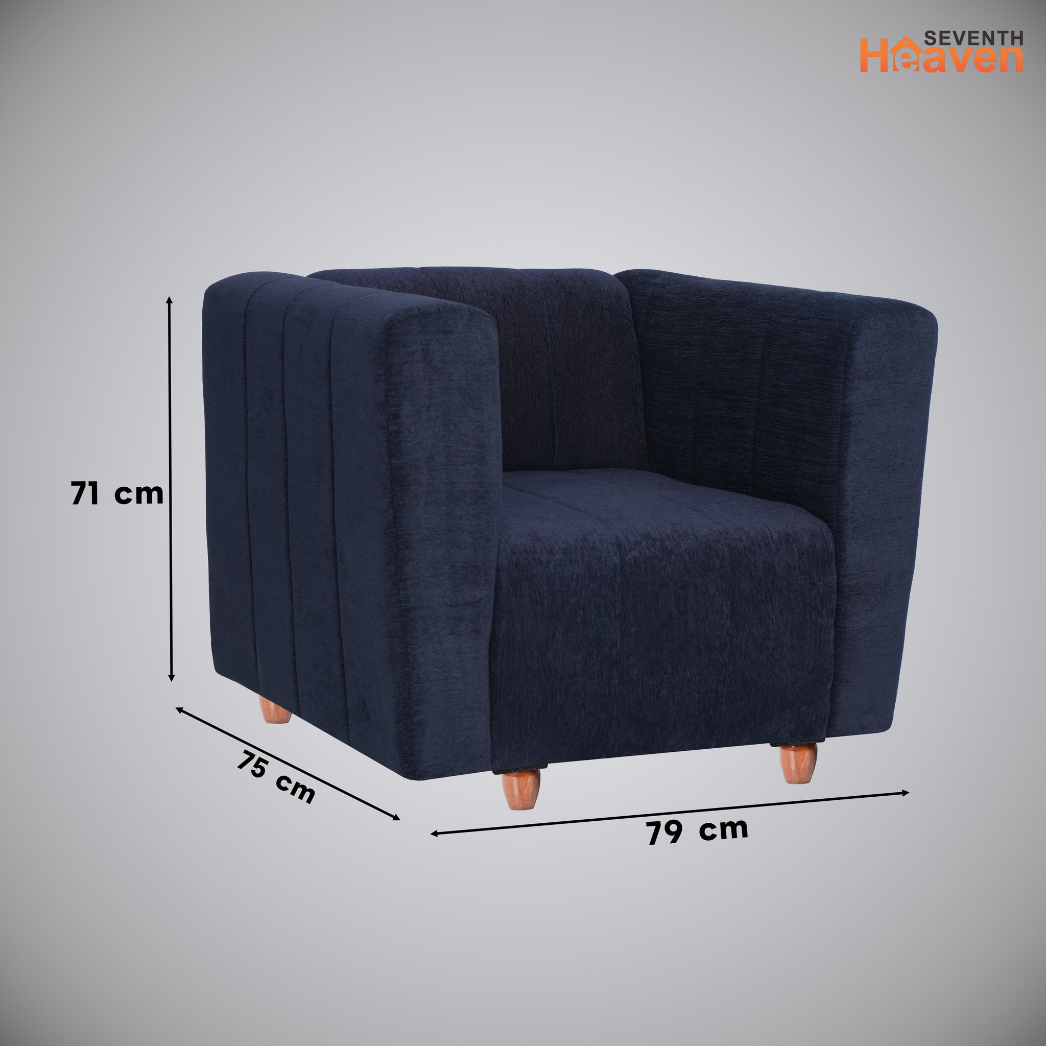 Tokyo 1 Seater Sofa- ( Premium Molfino Fabric- Black )
