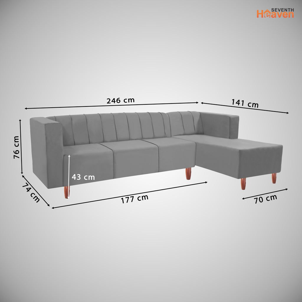 Sydney 6 Seater sofa right corner- ( Premium Holland Fabric- Grey )