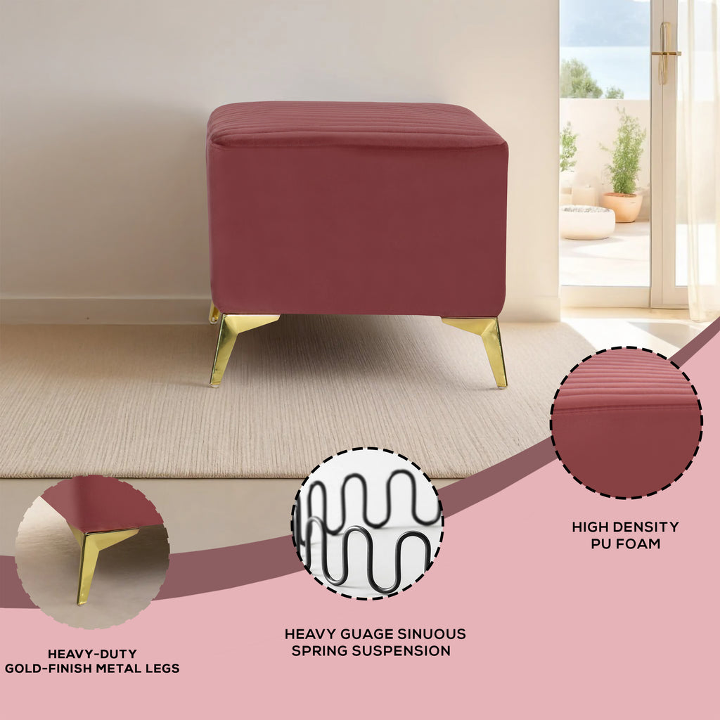 Venice 1 Seater Ottoman Stool - ( Plush Sued - Peach )