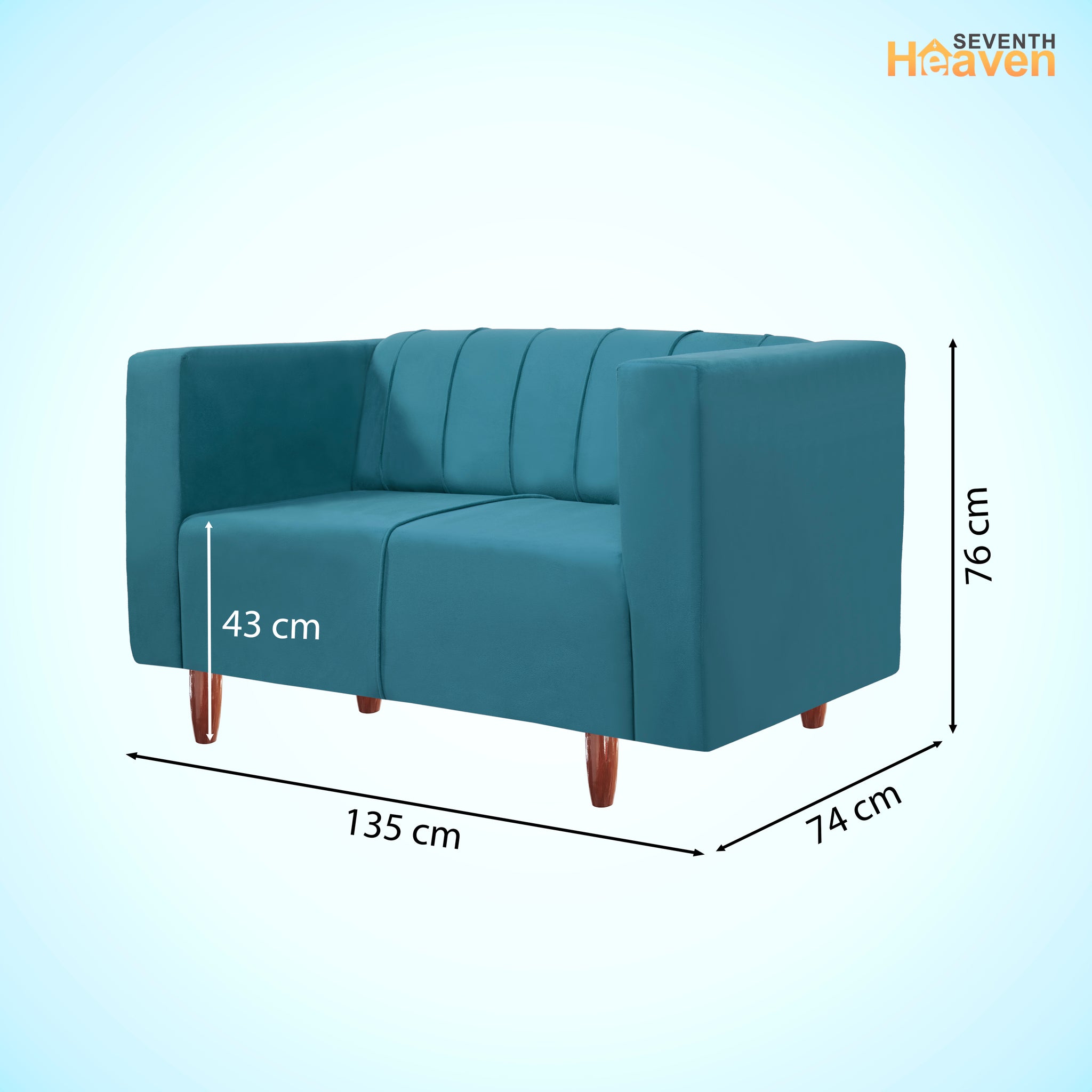 Sydney 2 Seater Sofa- ( Premium Holland Fabric- Sky Blue )