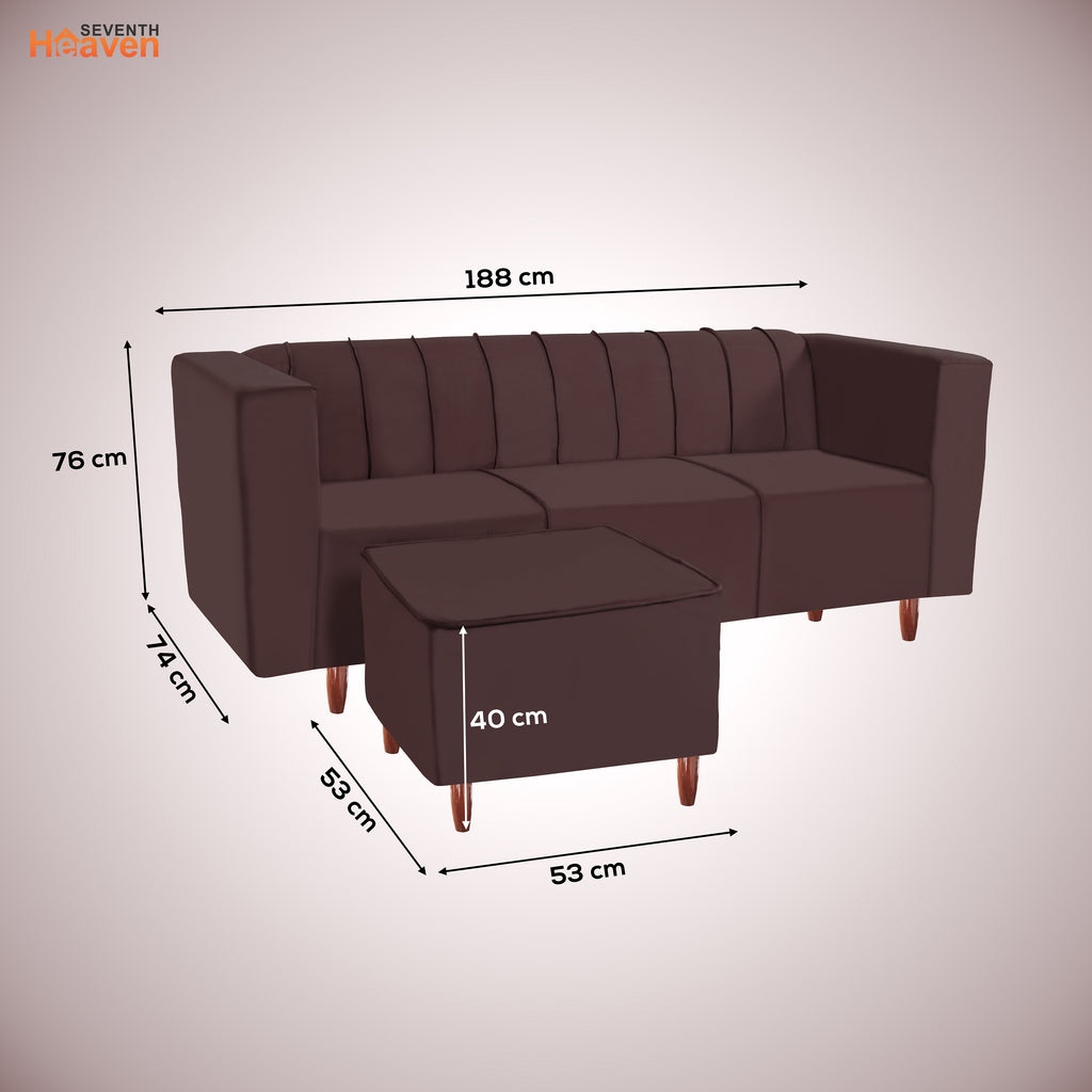 Sydney 6 Seater Sofa right corner- ( Plush Suede Fabric- Brown )