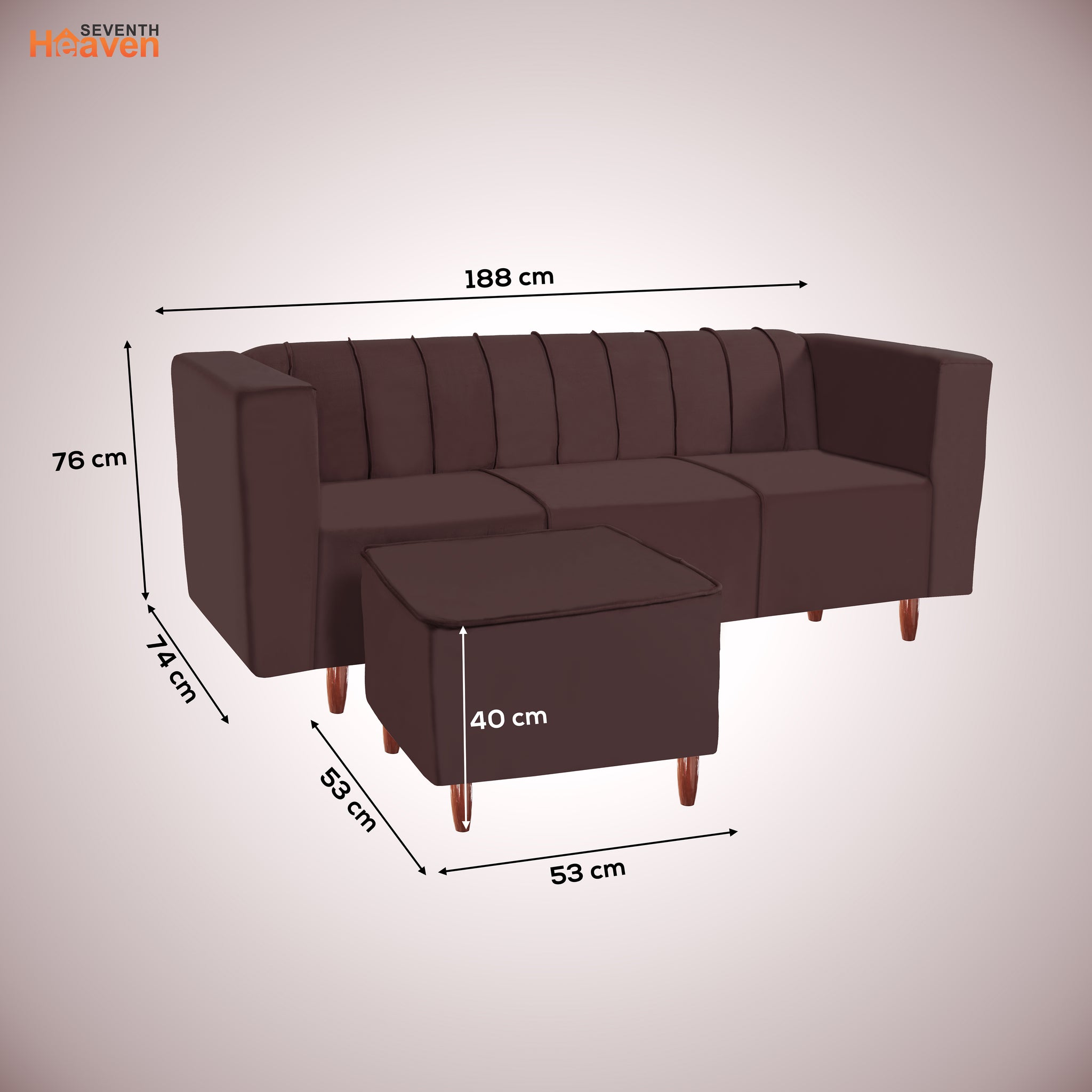 Sydney 6 Seater Sofa right corner- ( Plush Suede Fabric- Brown )