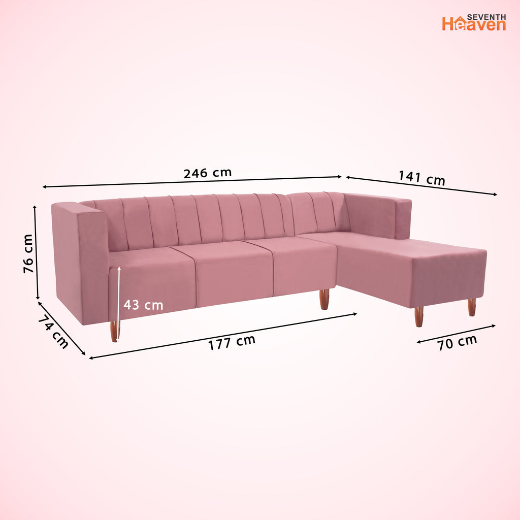 Sydney 6 Seater Sofa right corner- ( Plush Suede Fabric- Peach )