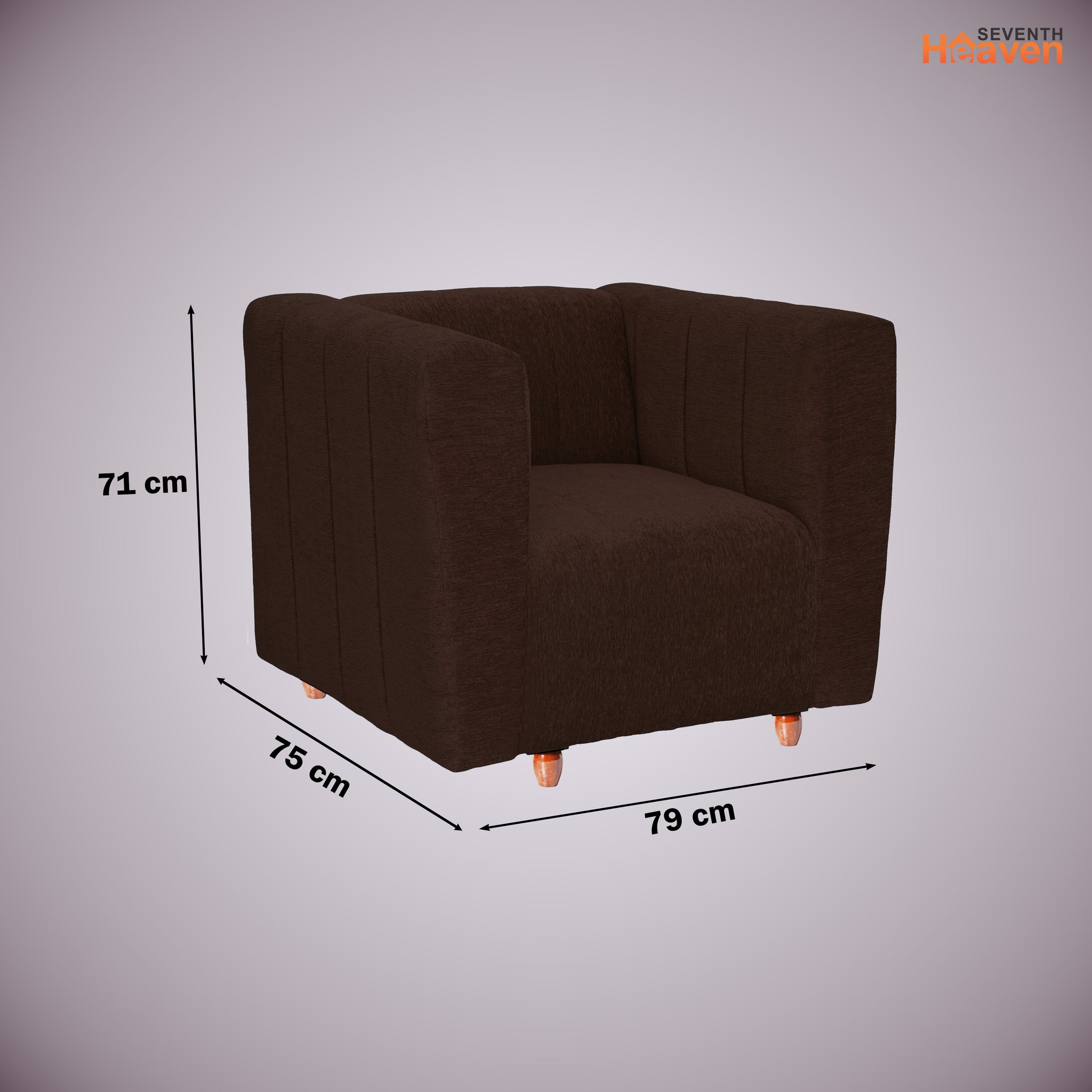 Tokyo 1 Seater Sofa- ( Premium Molfino Fabric- Brown )