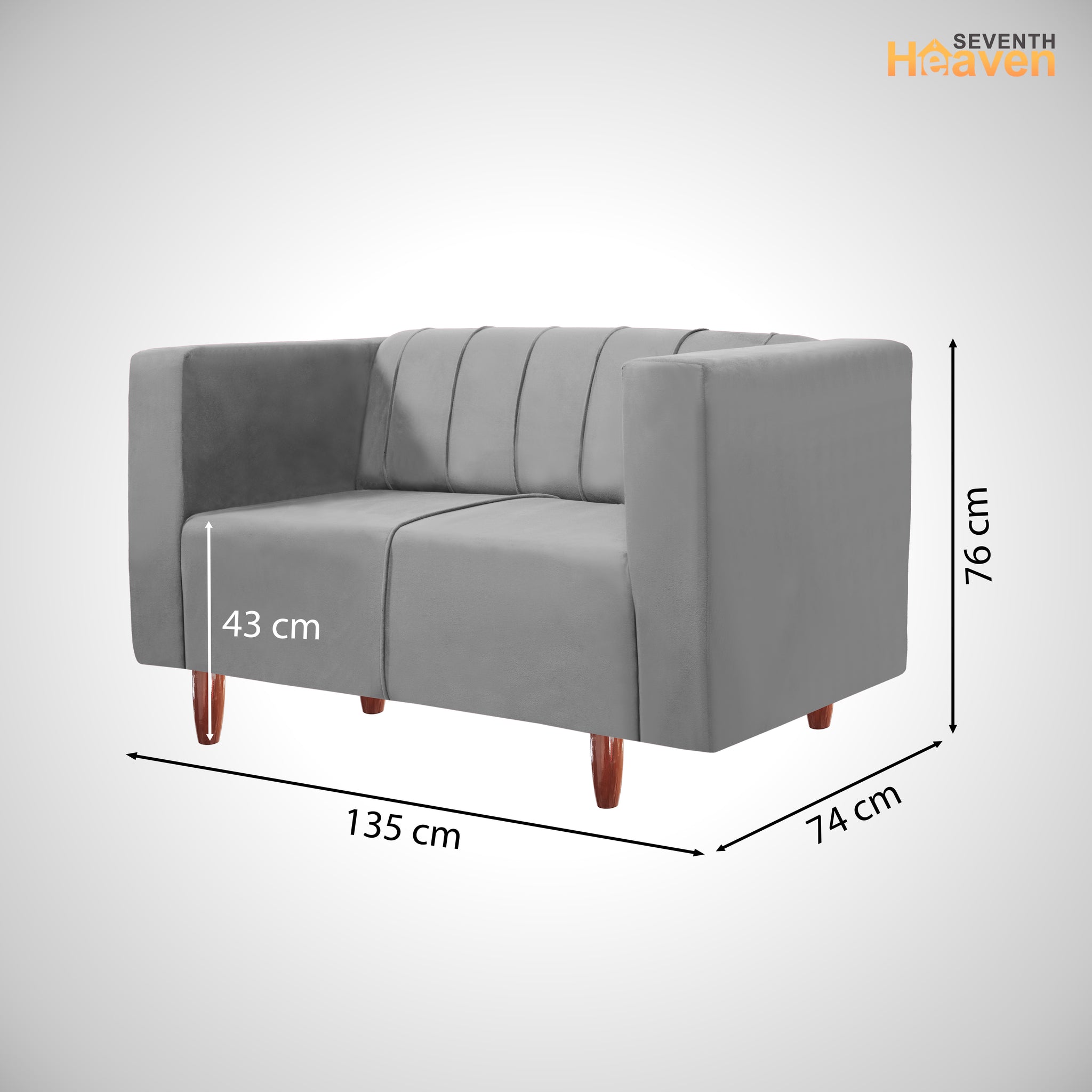 Sydney 2 Seater Sofa- ( Premium Holland Fabric- Grey )