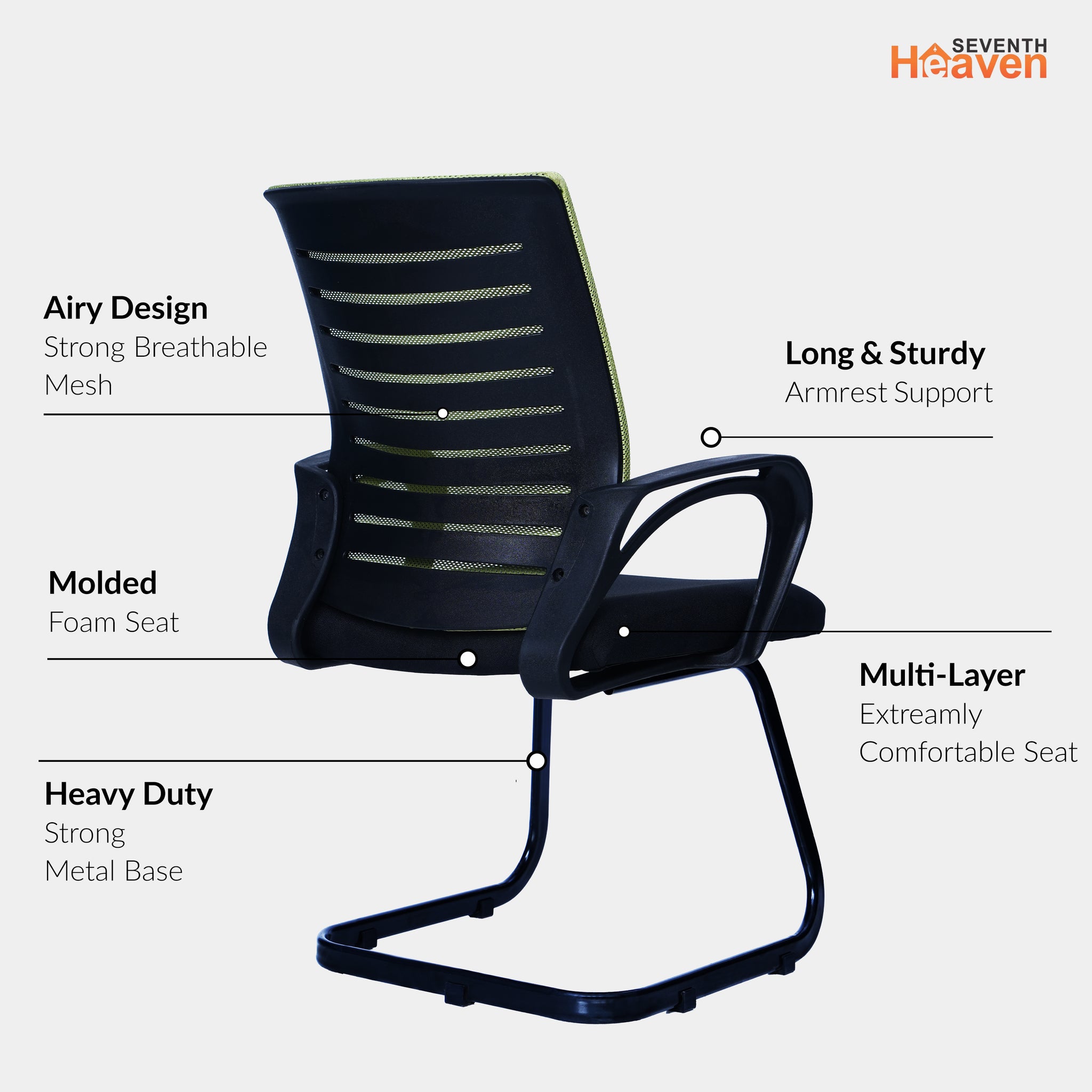 Blaze Mid-Back (C- Base) Office Chair – Ergonomic, Durable & Versatile (Green)