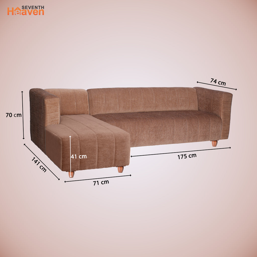 Tokyo 6 Seater Sofa Left Corner- ( Premium Molfino Fabric- Beige )