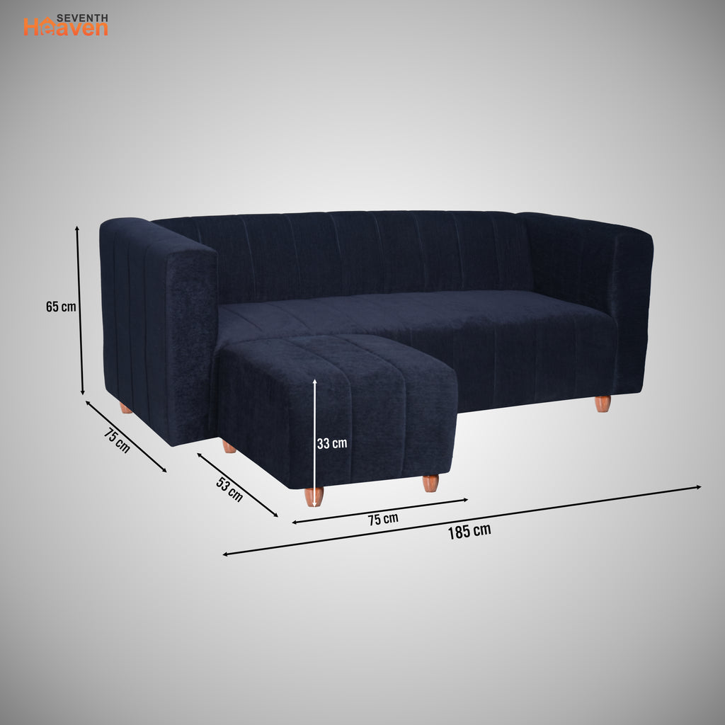 Tokyo 4 Seater Sofa with Ottoman- ( Premium Molfino Fabric- Black )