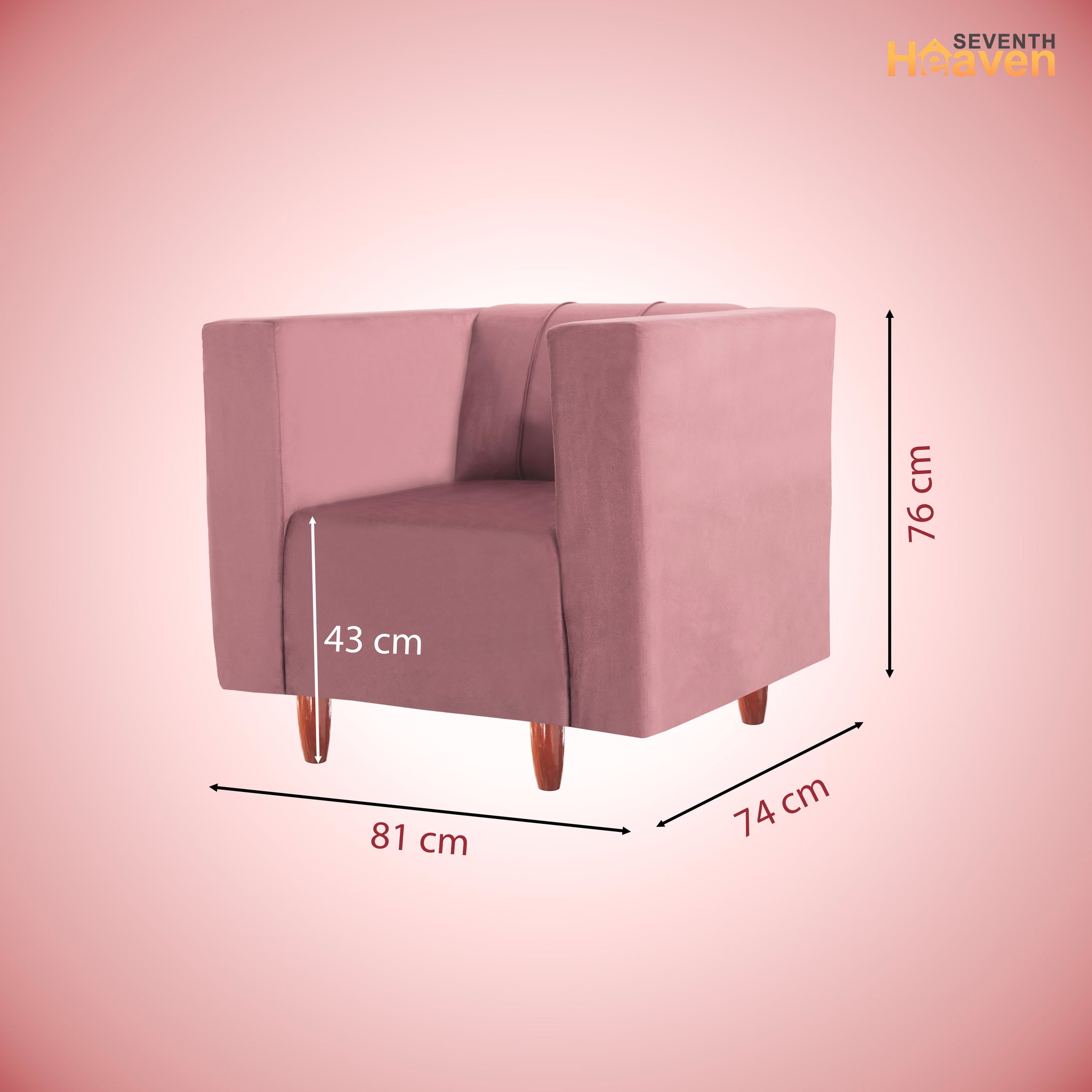 Sydney 1 Seater Sofa- ( Premium Holland Fabric- Peach )