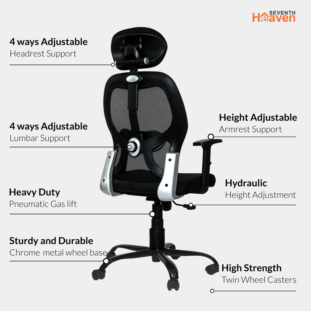 Venus High-Back Office Chair – Ergonomic, Durable & Versatile (Black)