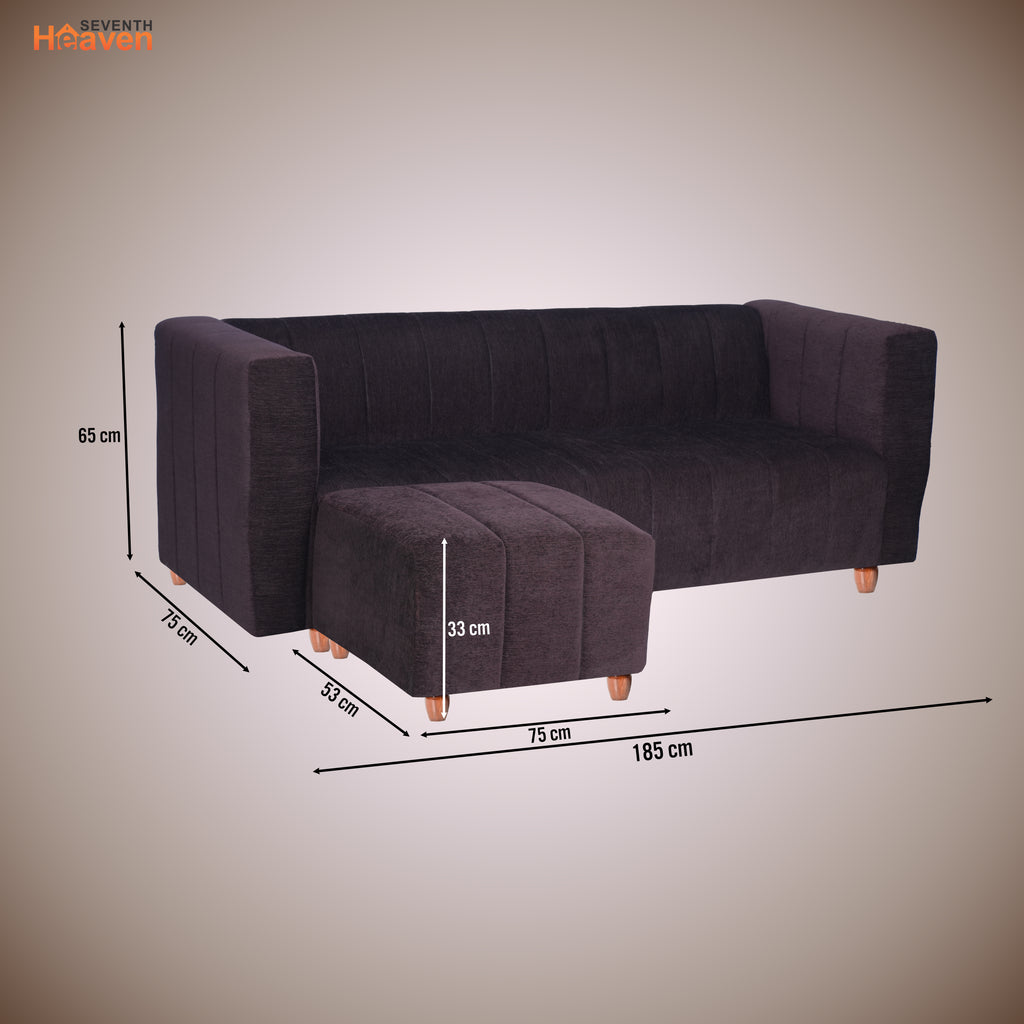 Tokyo 4 Seater Sofa with Ottoman- ( Premium Molfino Fabric- Brown )