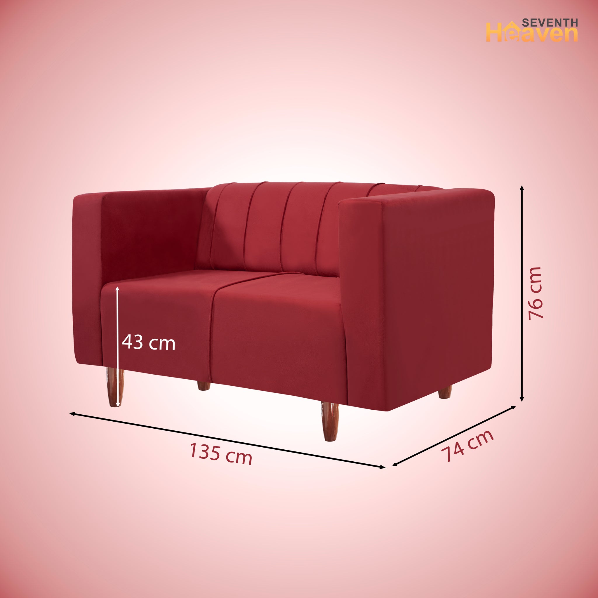 Sydney 2 Seater Sofa- ( Premium Holland Fabric- Maroon )