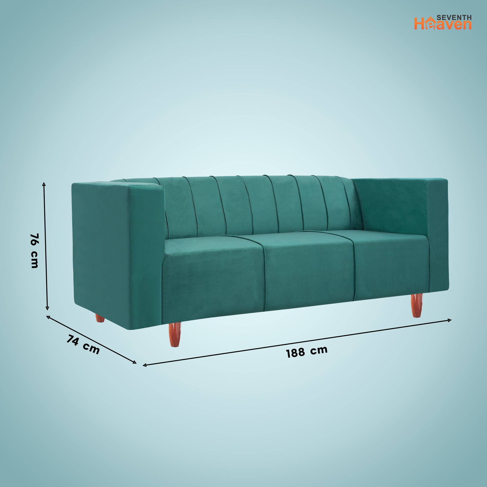 Sydney 3 Seater Sofa- ( Premium Holland Fabric- Teal )